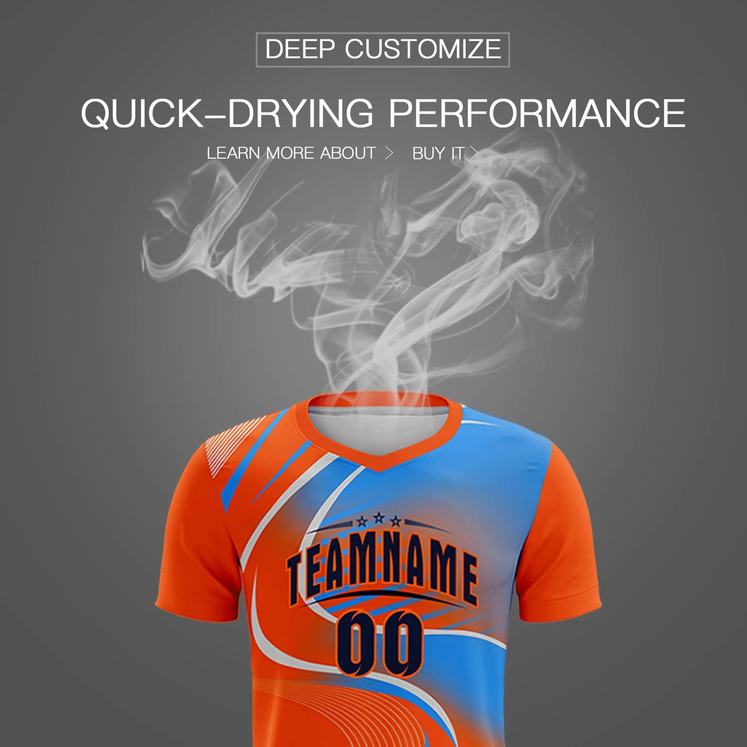 Custom Orange Gray-Light Blue Casual Printing Sportswear Soccer Sets Jersey