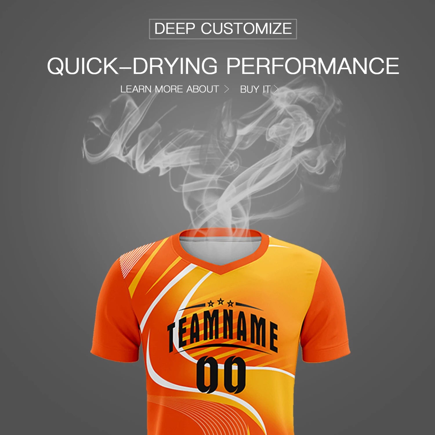 Custom Orange White-Yellow Casual Printing Sportswear Soccer Sets Jersey