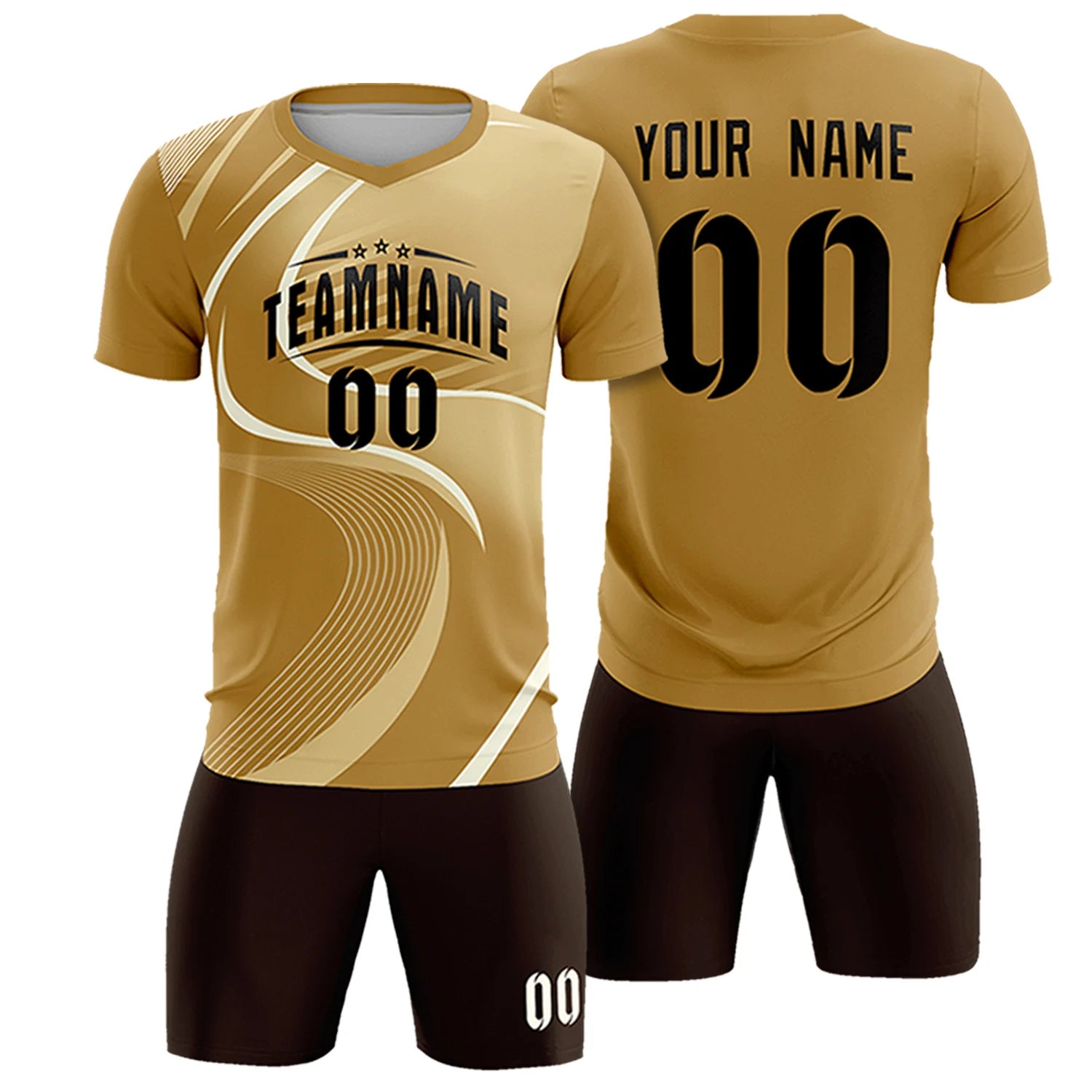 Custom Old Gold Khaki-Khaki Casual Printing Sportswear Soccer Sets Jersey