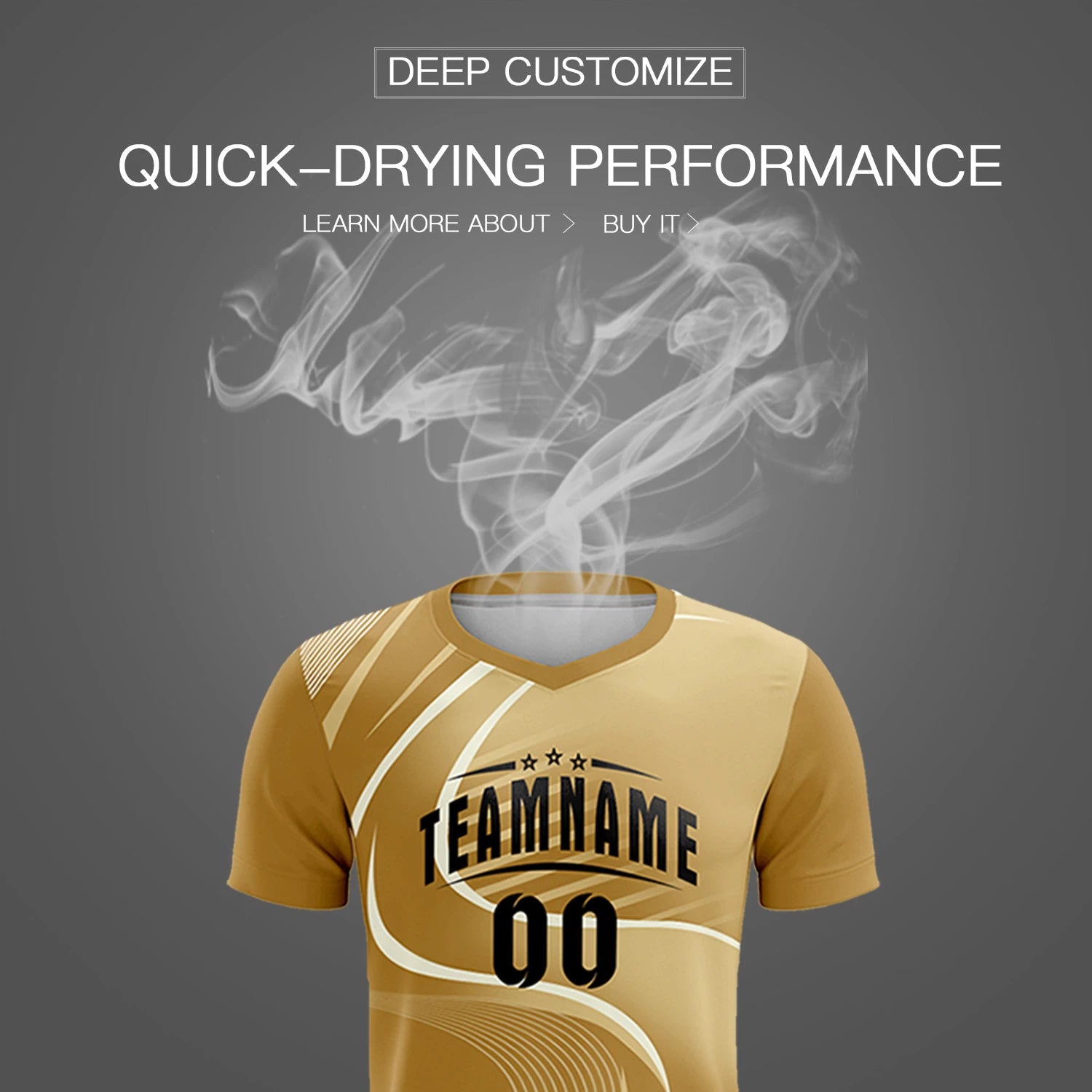 Custom Old Gold Khaki-Khaki Casual Printing Sportswear Soccer Sets Jersey