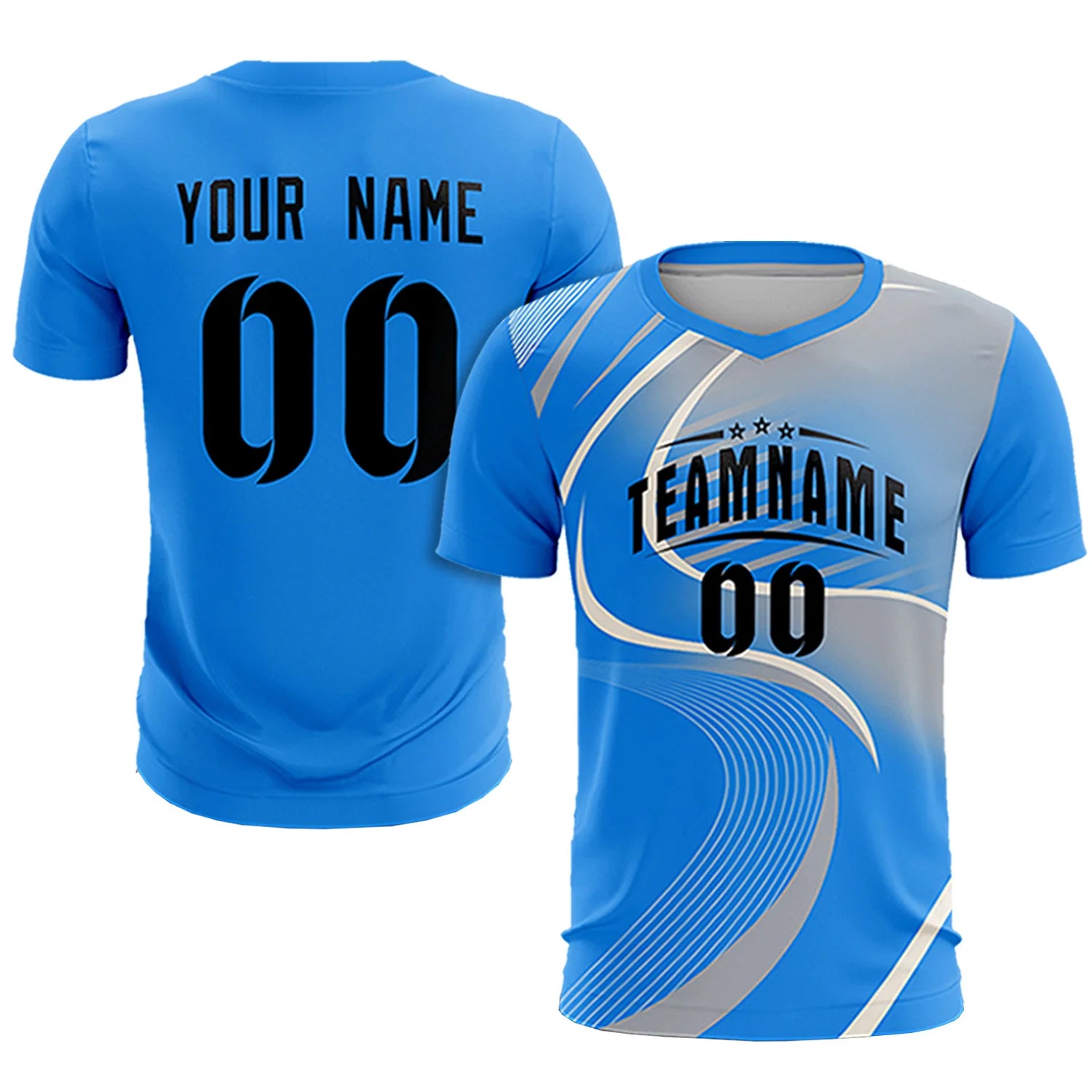 Custom Powder Blue White-Gray Casual Printing Sportswear Soccer Sets Jersey