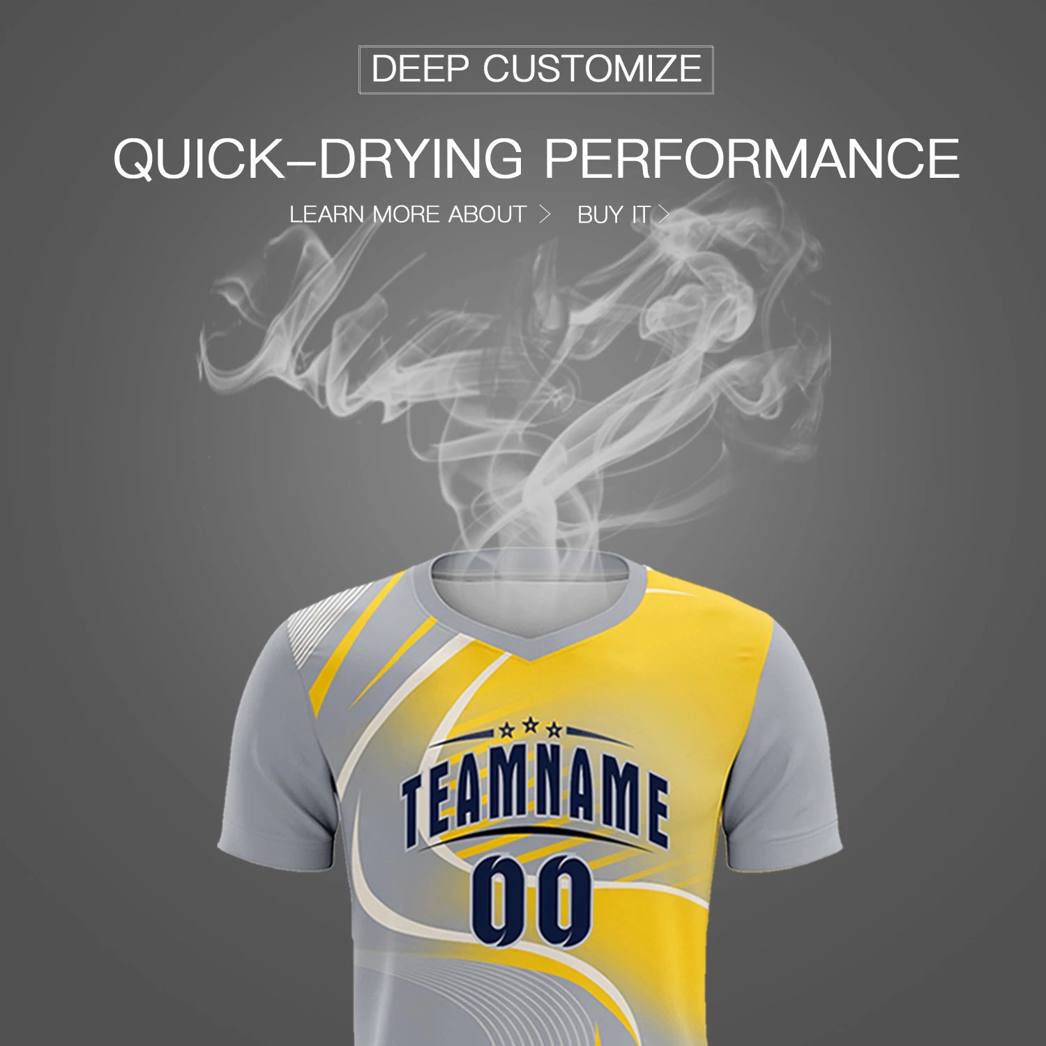 Custom Gray White-Gold01 Casual Printing Sportswear Soccer Sets Jersey