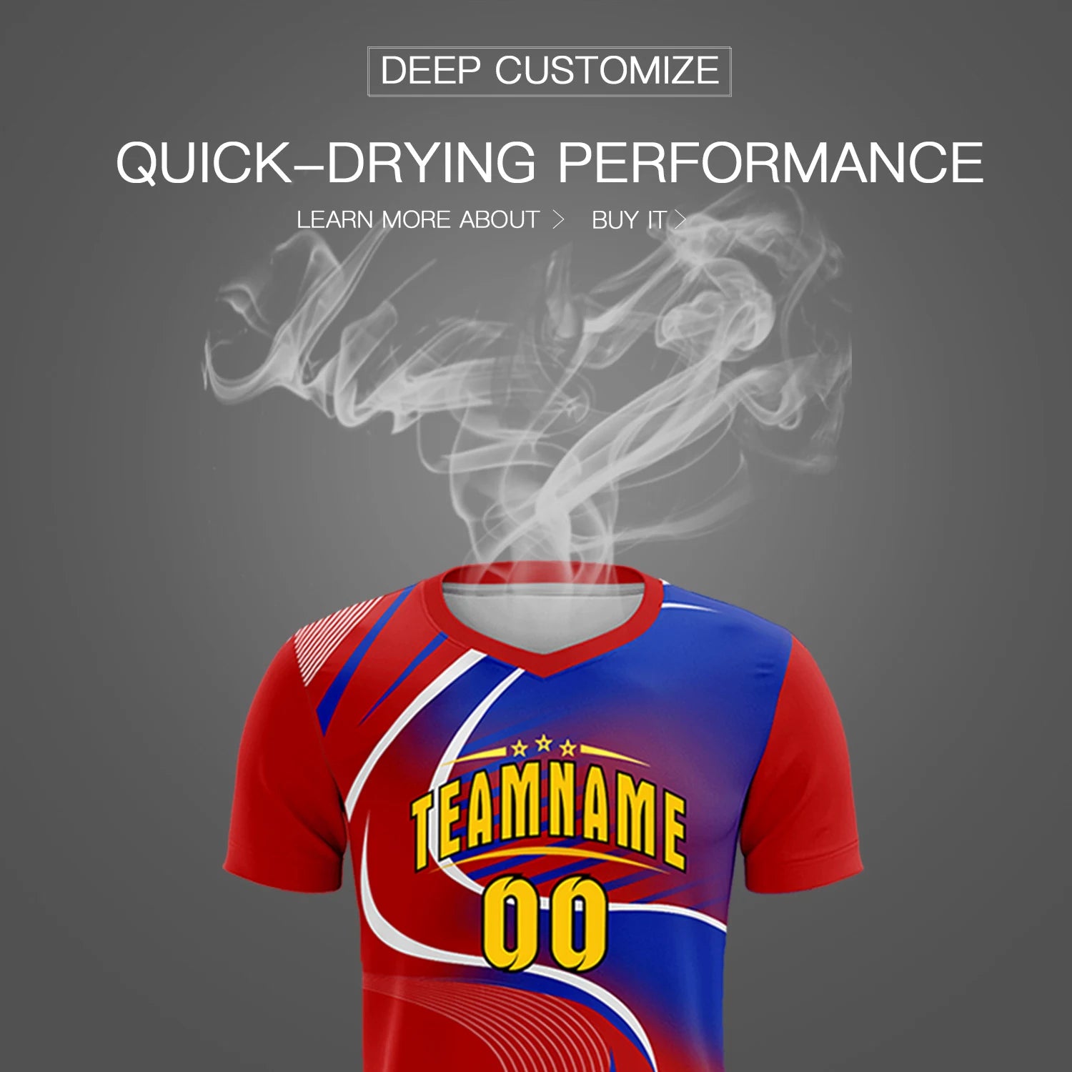 Custom Red White-Royal Blue Casual Printing Sportswear Soccer Sets Jersey