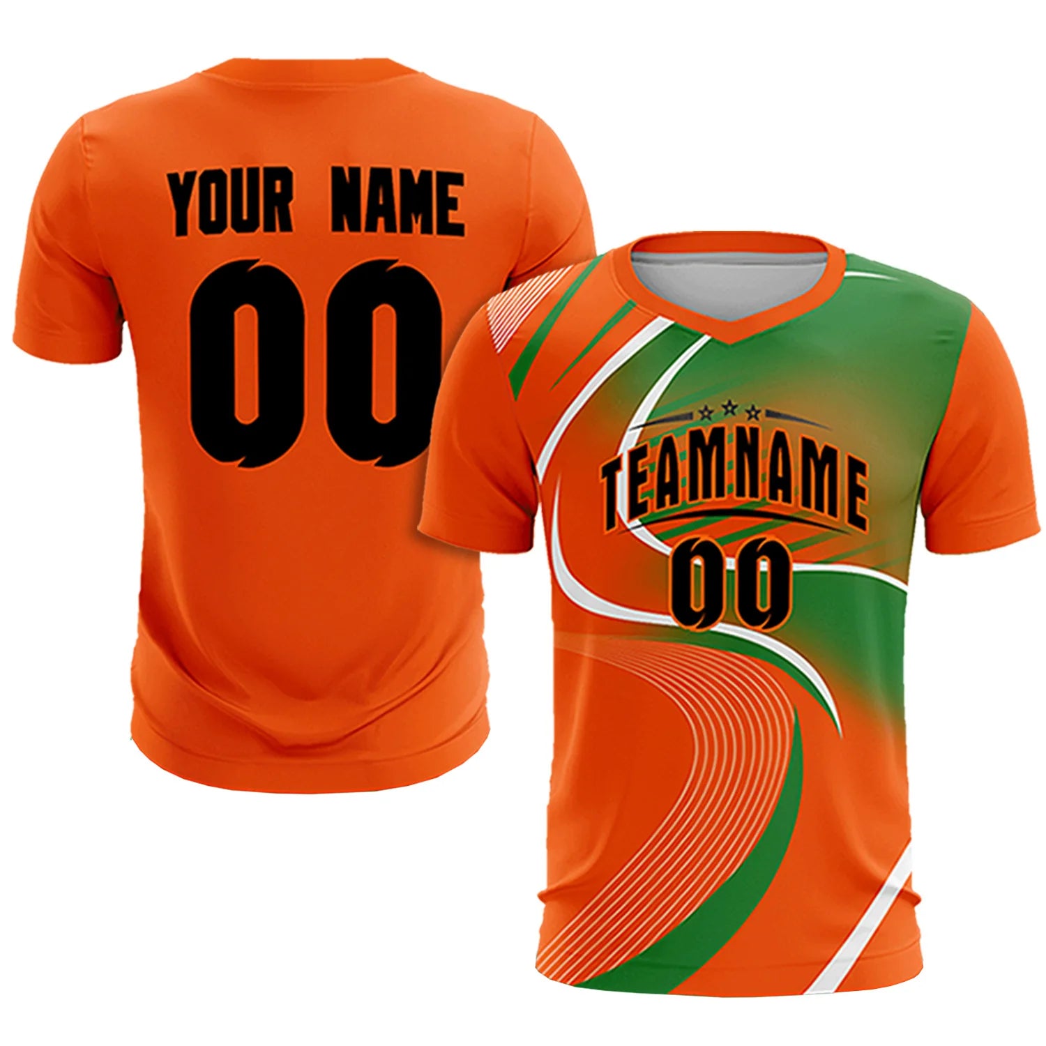 Custom Orange White-Kelly Green Casual Printing Sportswear Soccer Sets Jersey