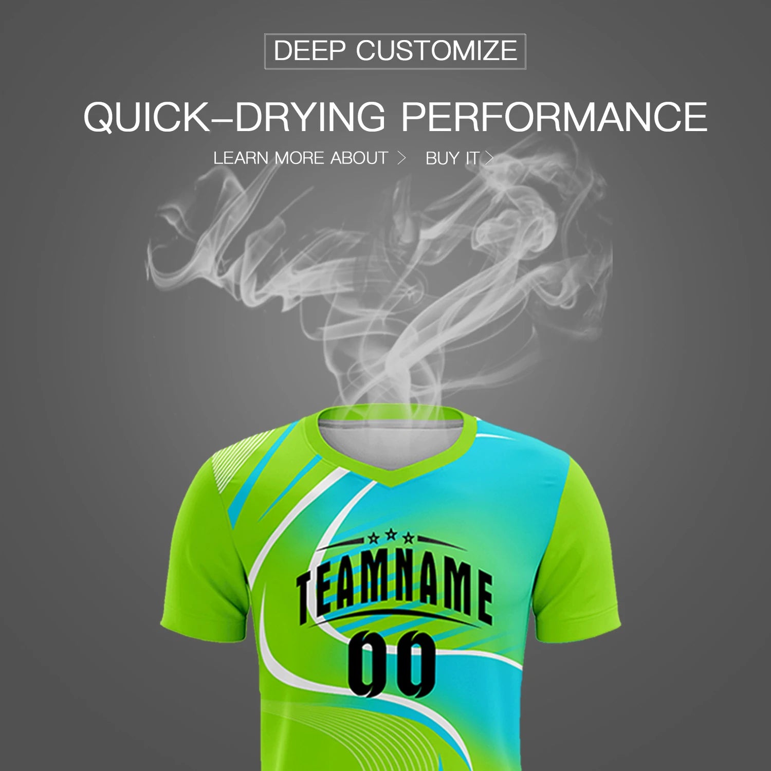 Custom Neon Green White-Sky Blue Casual Printing Sportswear Soccer Sets Jersey