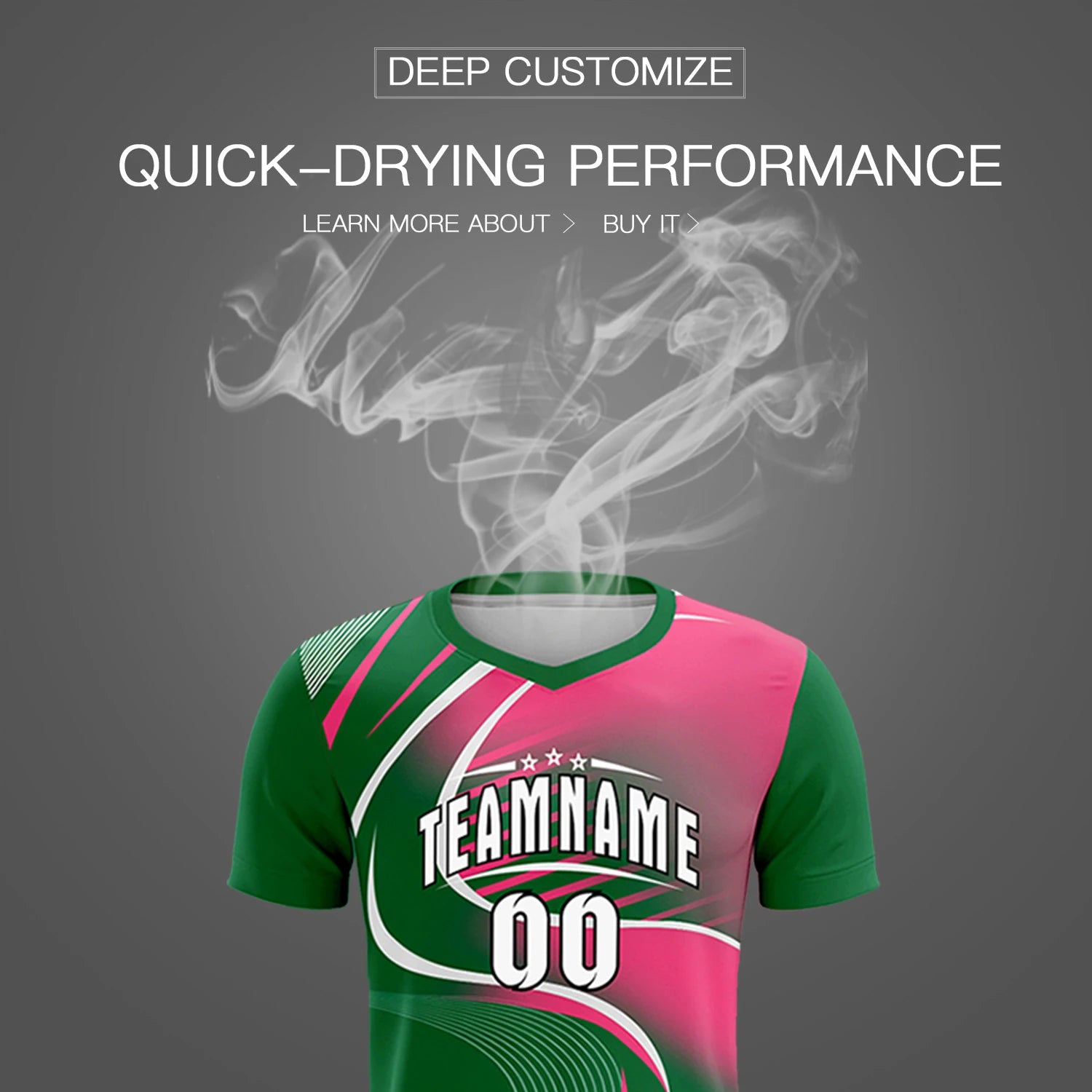 Custom Kelly Green White-Pink Casual Printing Sportswear Soccer Sets Jersey