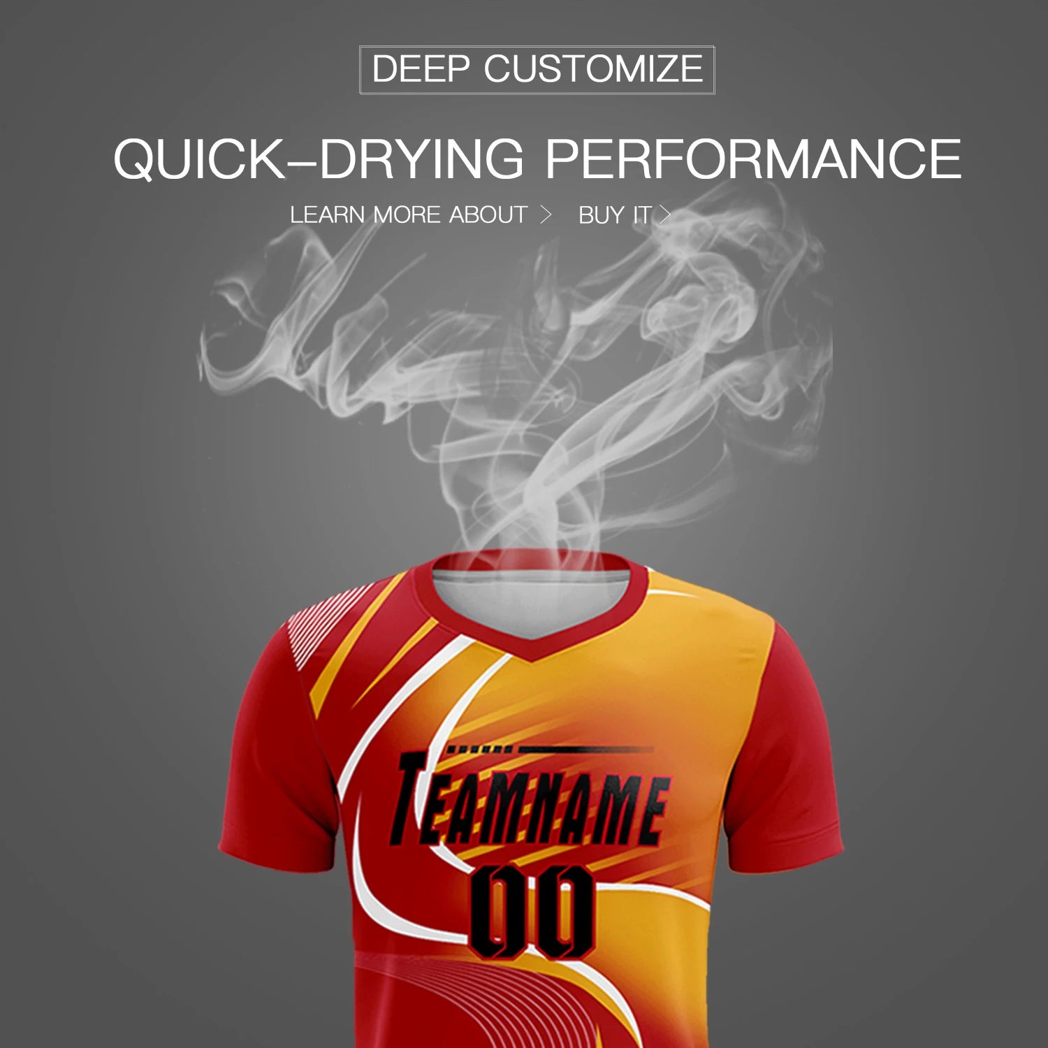 Custom Red White-Yellow Casual Printing Sportswear Soccer Sets Jersey