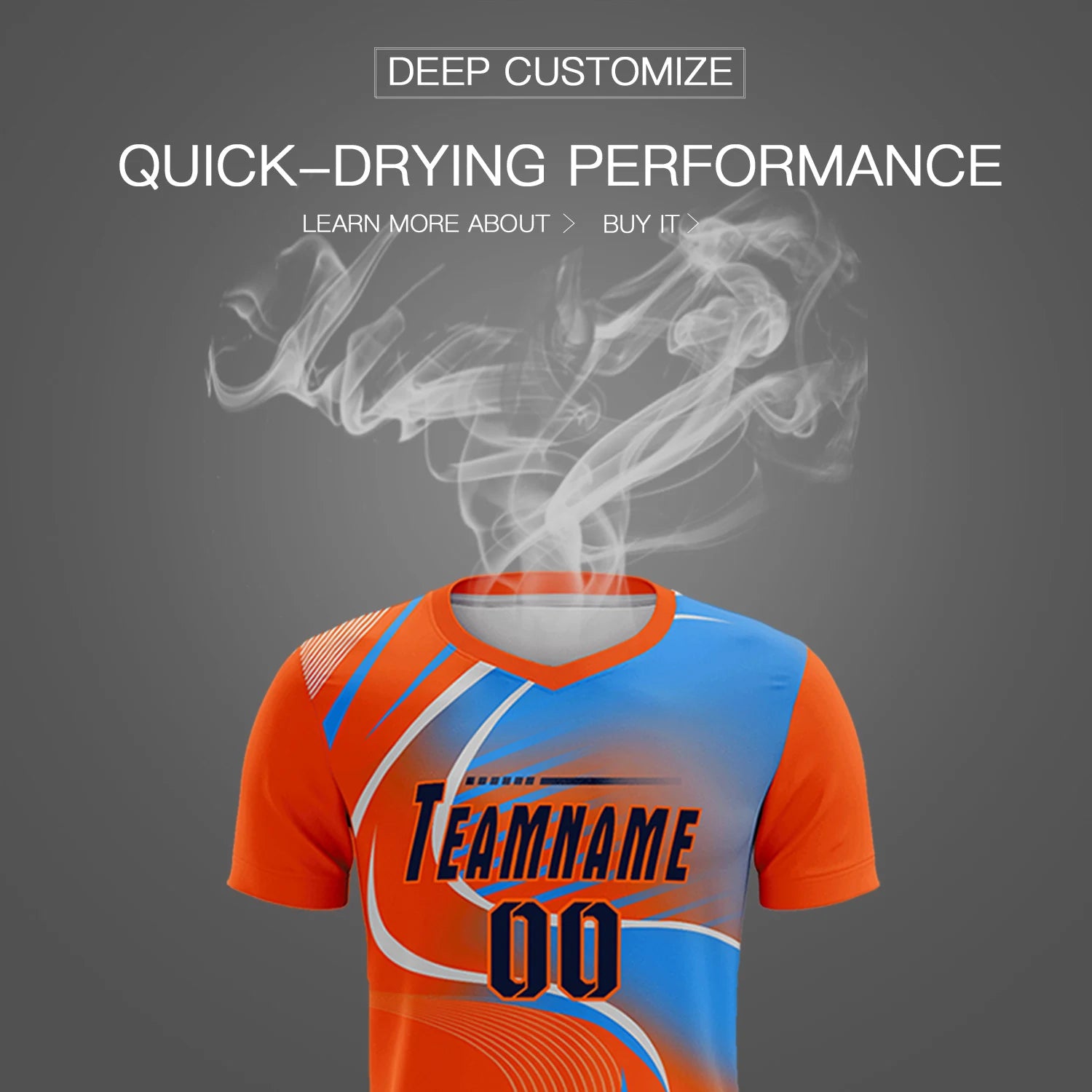 Custom Orange Gray-Light Blue Casual Printing Sportswear Soccer Sets Jersey