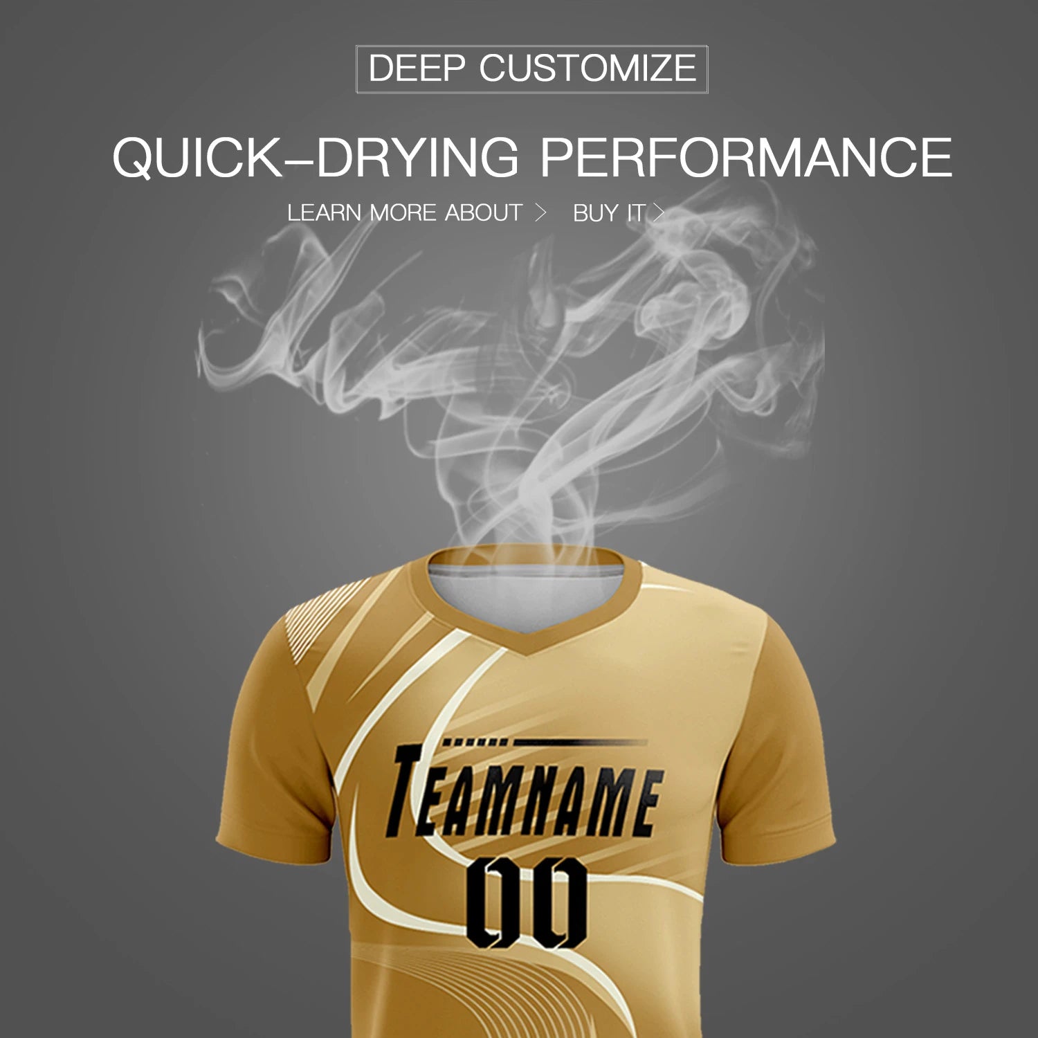 Custom Old Gold Khaki-Khaki Casual Printing Sportswear Soccer Sets Jersey