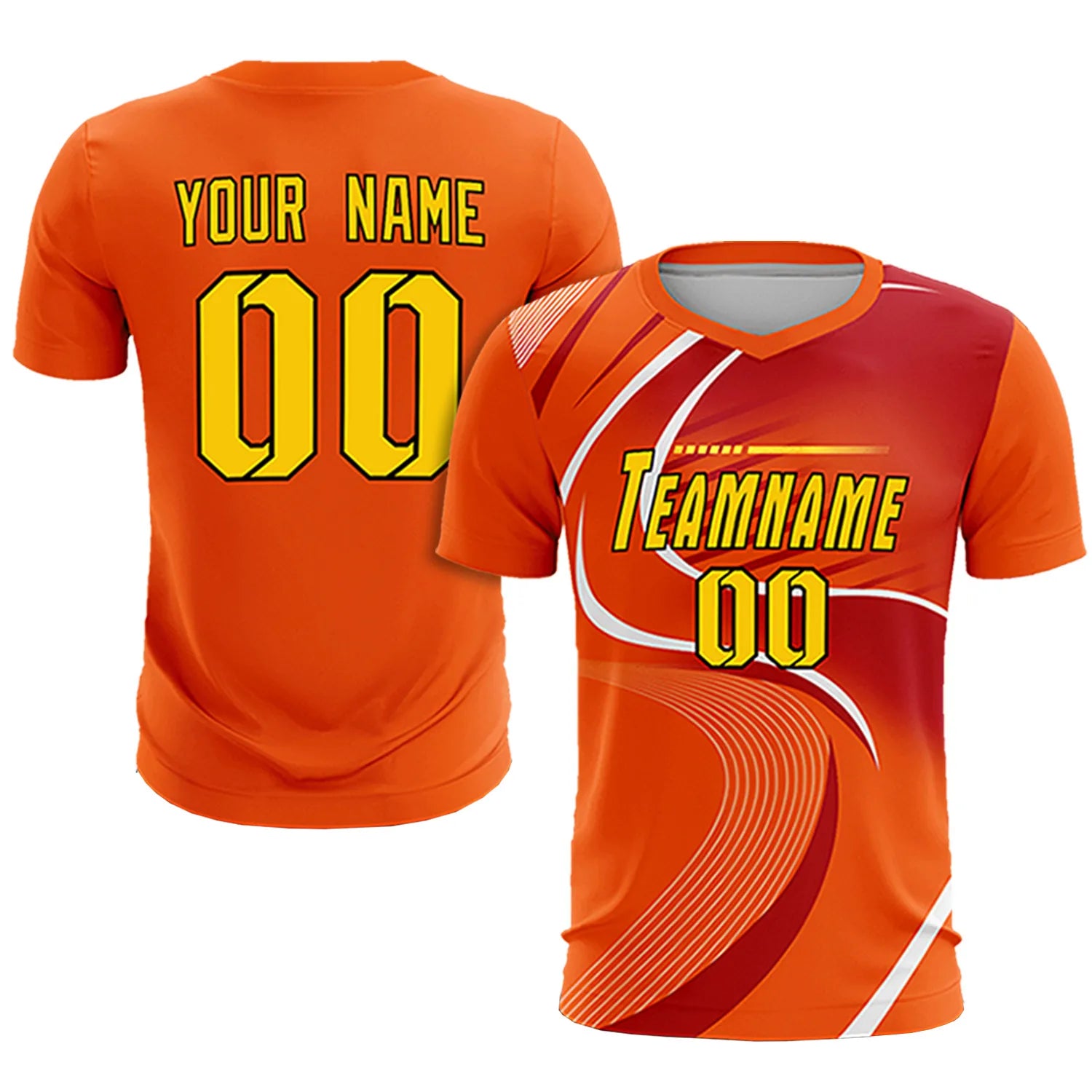 Custom Orange White-Red Casual Printing Sportswear Soccer Sets Jersey