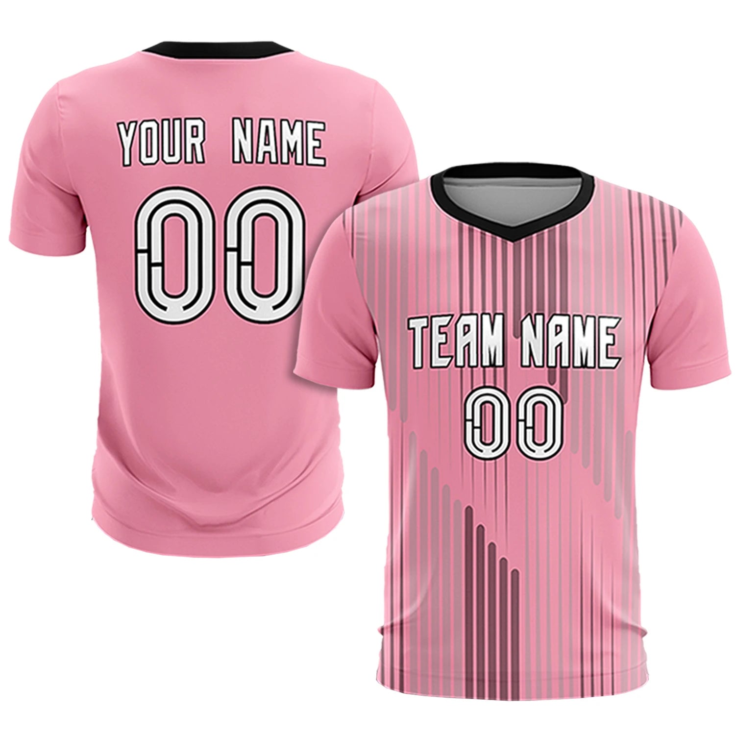 Custom Light Pink Black Soft Training Uniform Soccer Sets Jersey