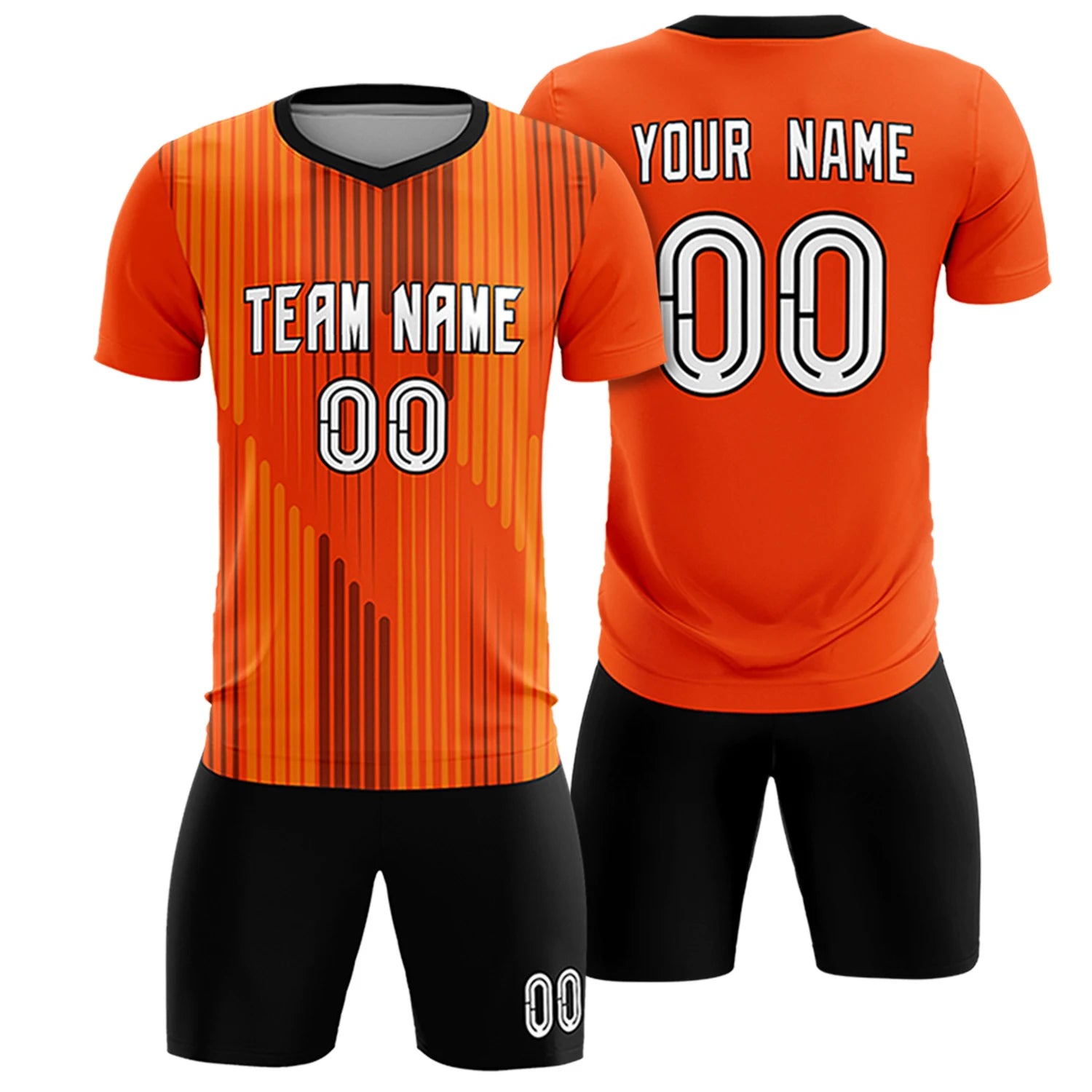 Custom Orange Black Soft Training Uniform Soccer Sets Jersey