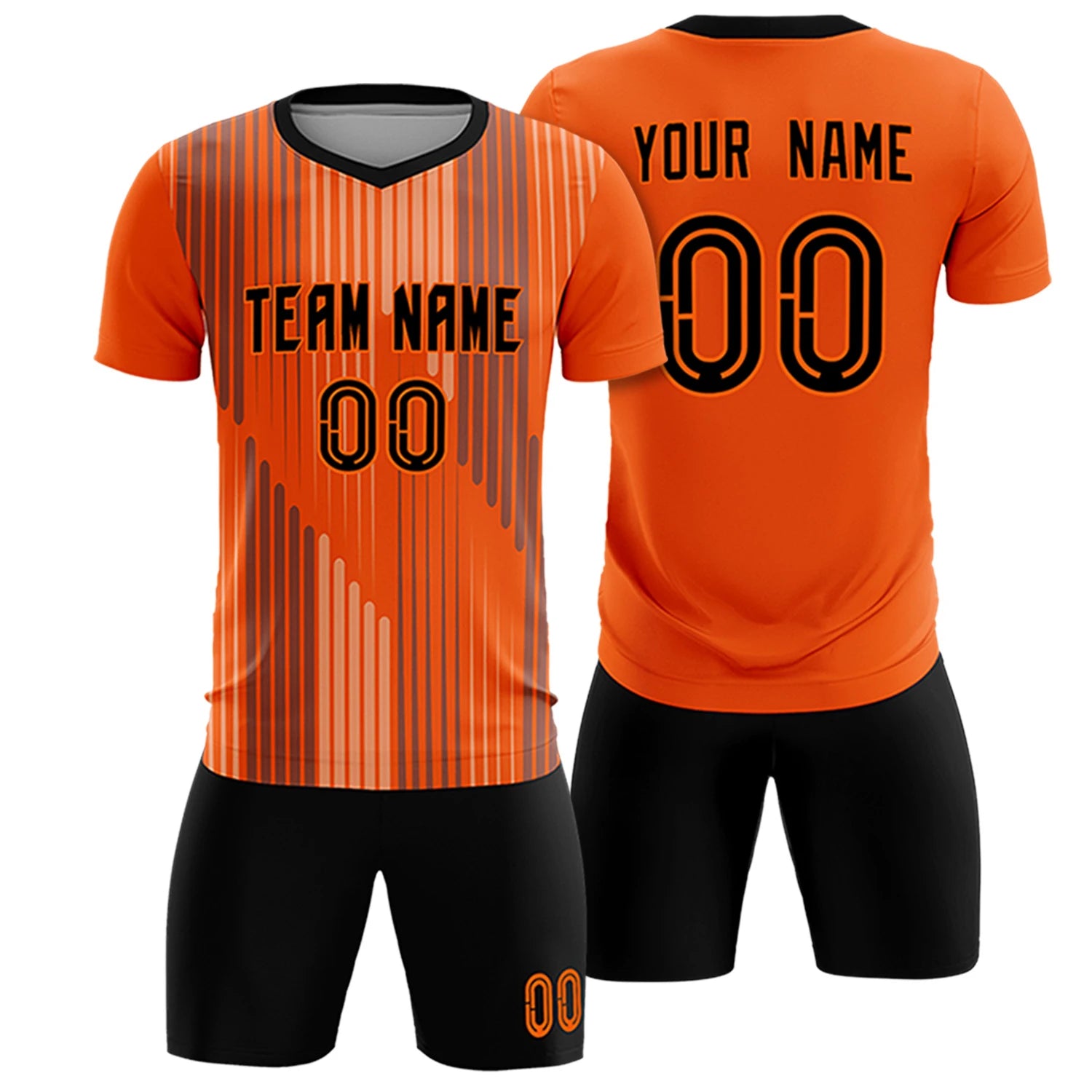 Custom Orange Black Soft Training Uniform Soccer Sets Jersey