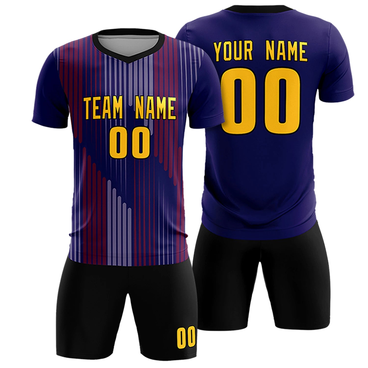 Custom Purple Black Soft Training Uniform Soccer Sets Jersey
