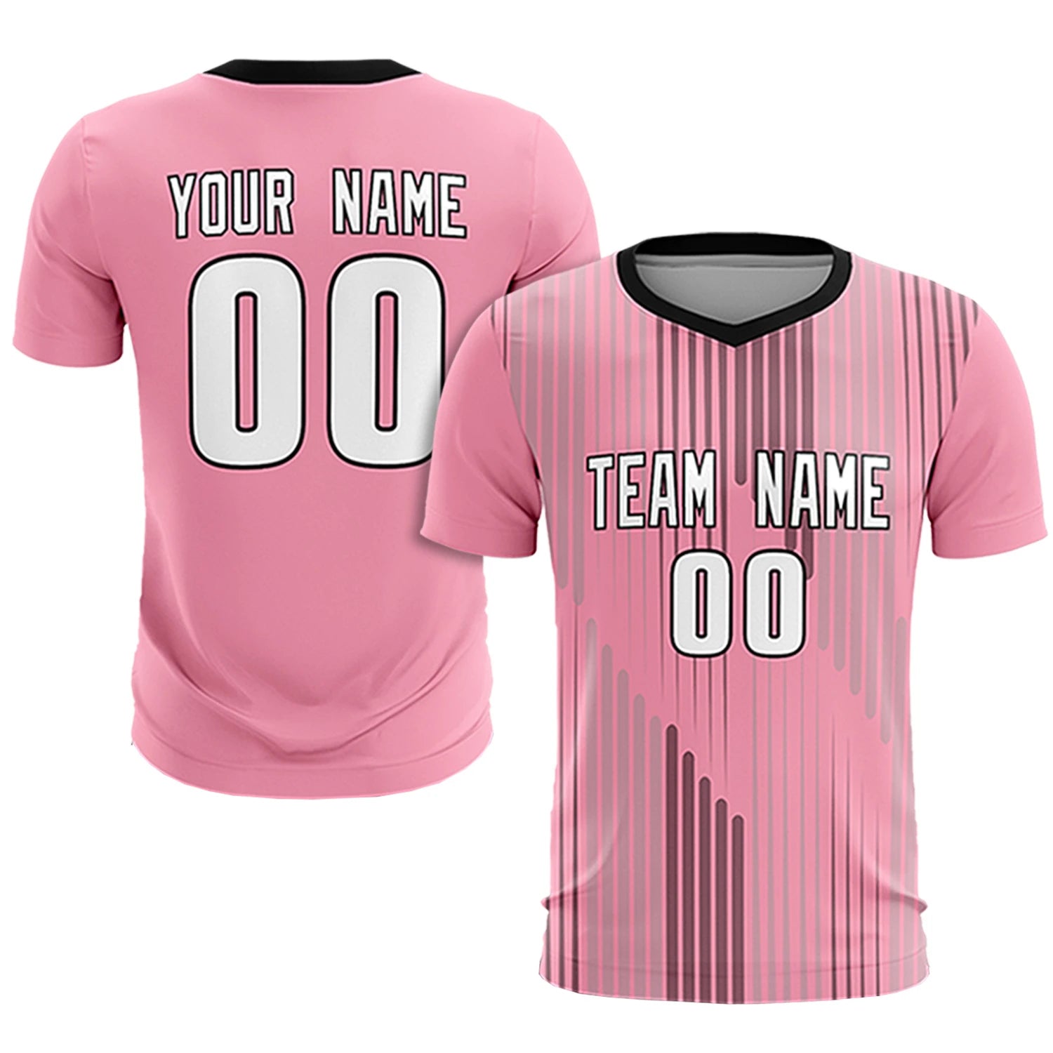 Custom Light Pink Black Soft Training Uniform Soccer Sets Jersey
