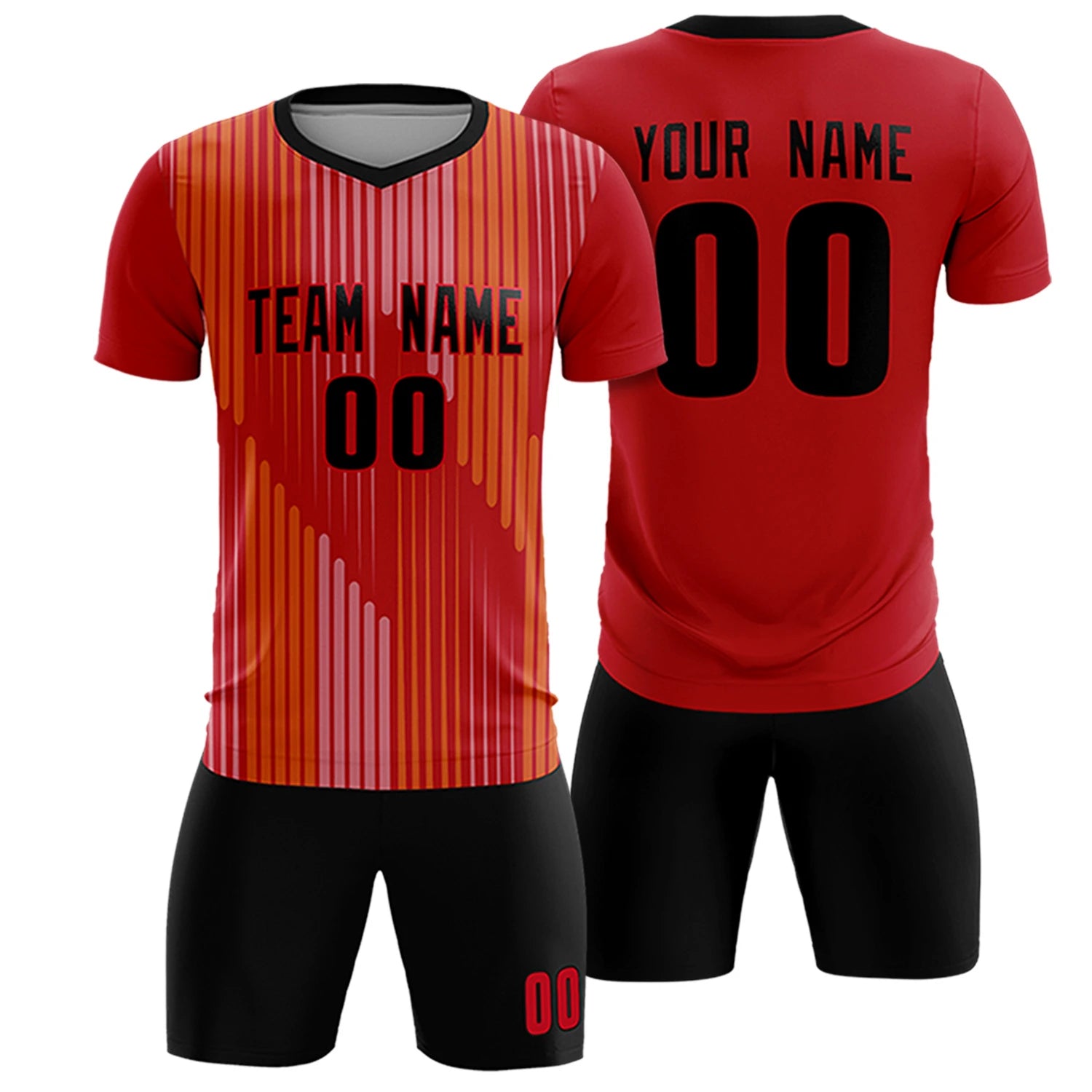 Custom Red Black Soft Training Uniform Soccer Sets Jersey