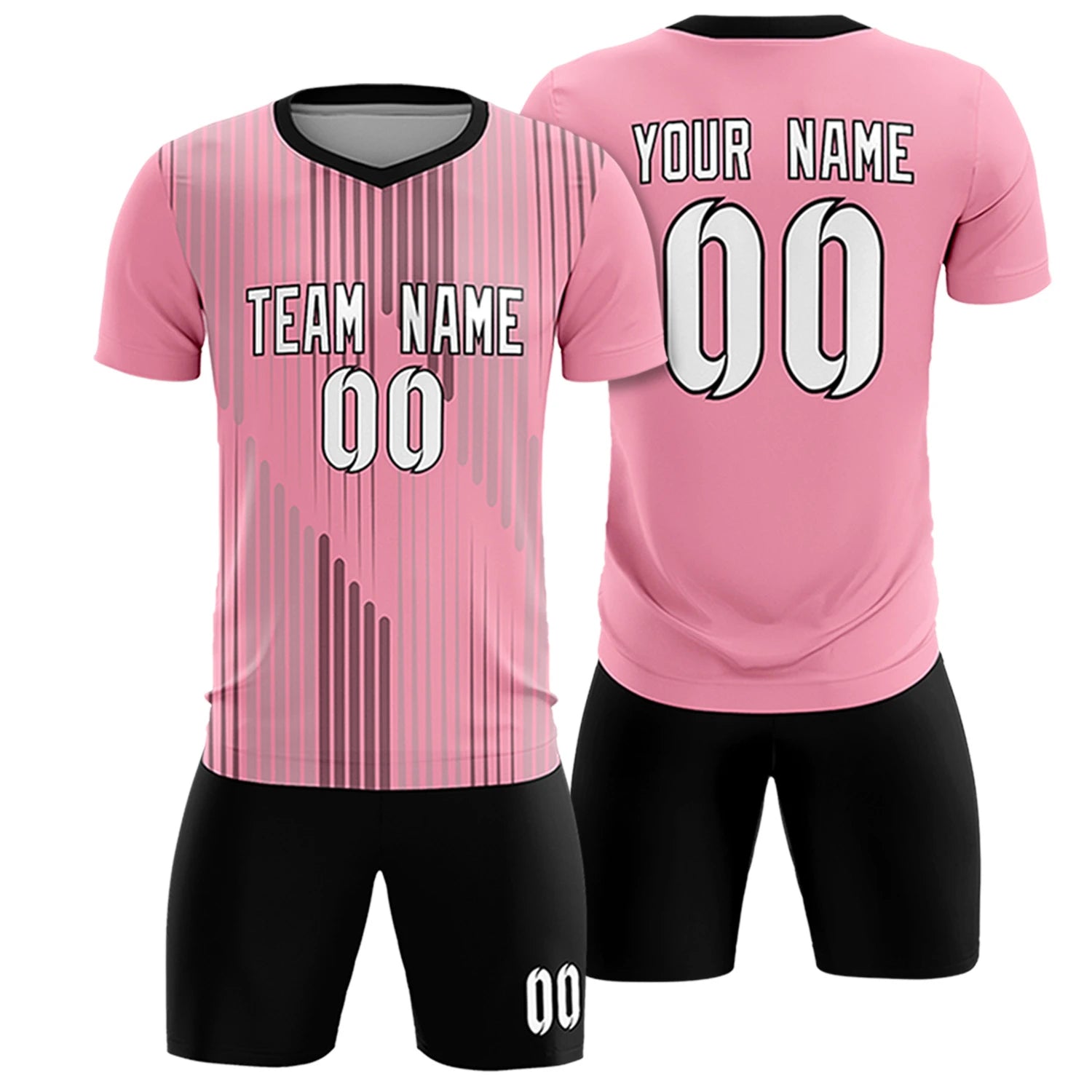 Custom Light Pink Black Soft Training Uniform Soccer Sets Jersey