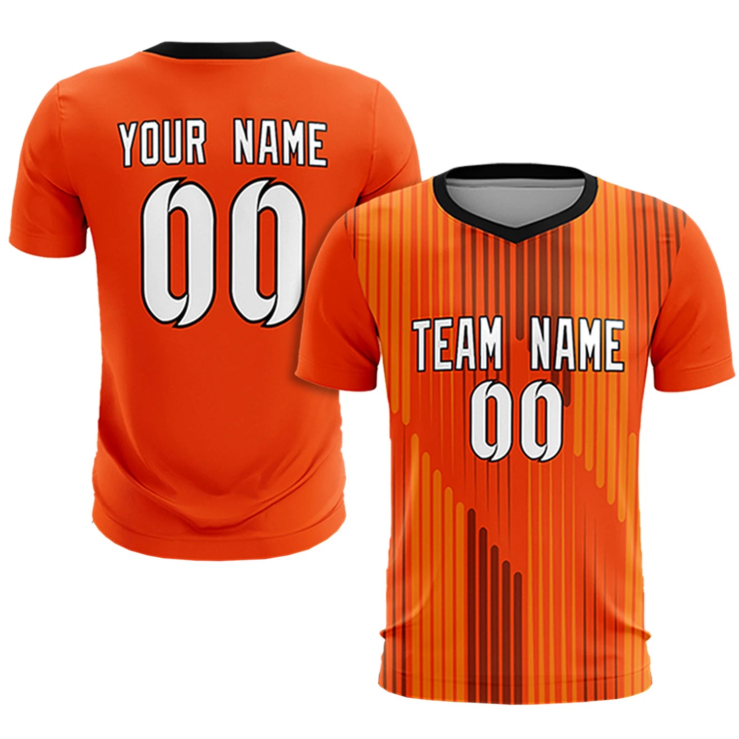 Custom Orange Black Soft Training Uniform Soccer Sets Jersey