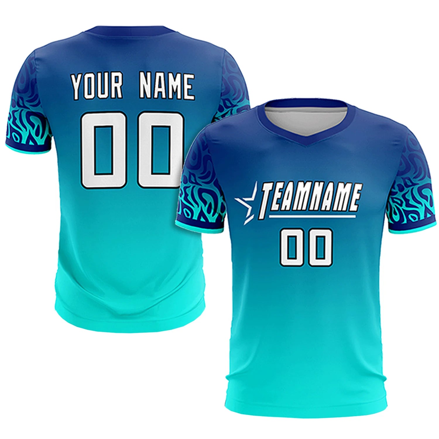 Custom Royal Blue Sky Blue Casual Printing Sportswear Soccer Sets Jersey