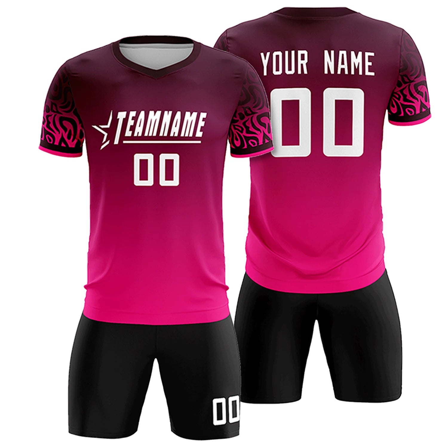 Custom Light Red Pink Casual Printing Sportswear Soccer Sets Jersey