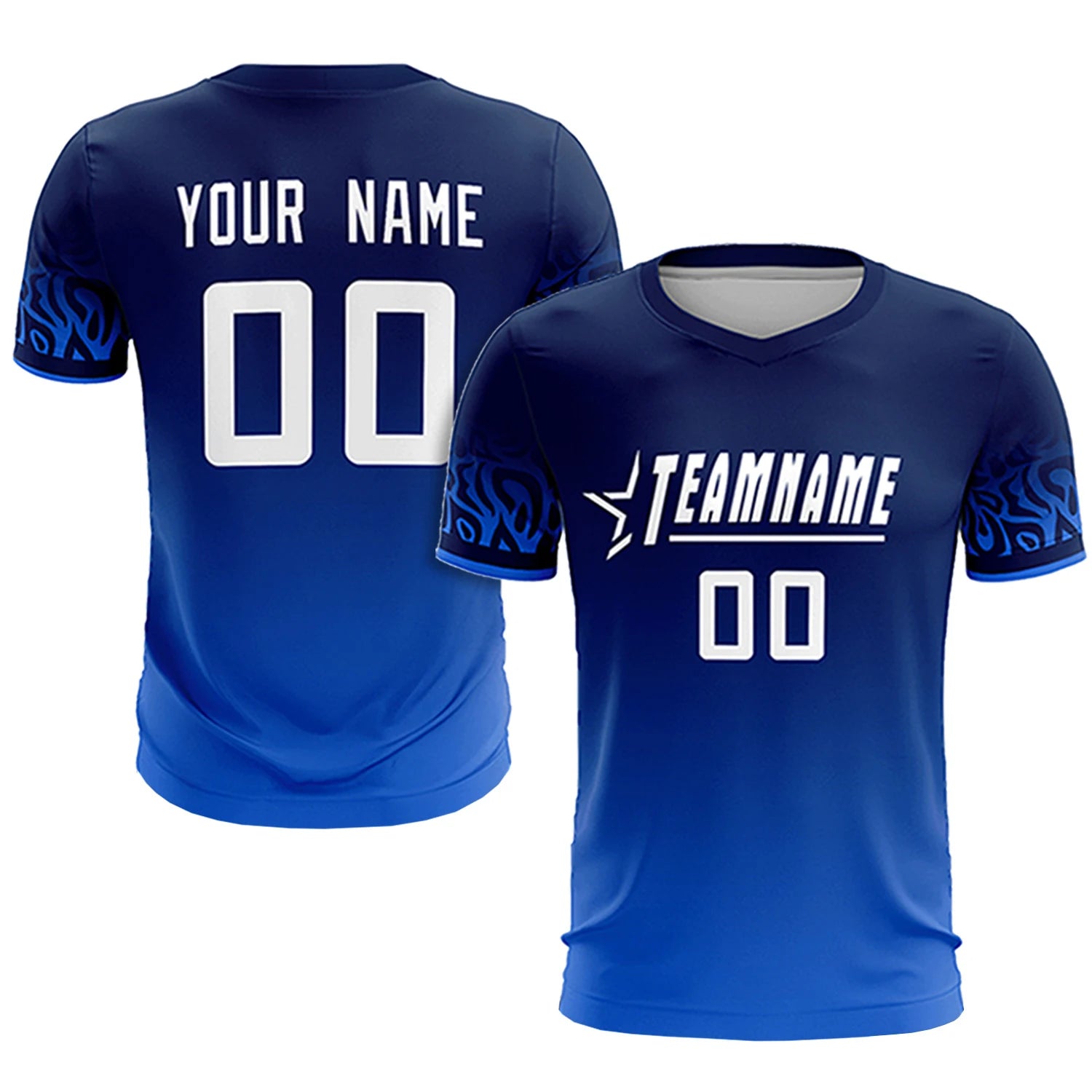 Custom Navy Royal Blue Casual Printing Sportswear Soccer Sets Jersey
