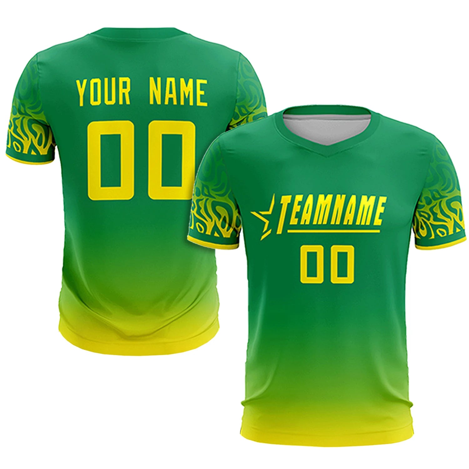Custom Kelly Green Gold01 Casual Printing Sportswear Soccer Sets Jersey