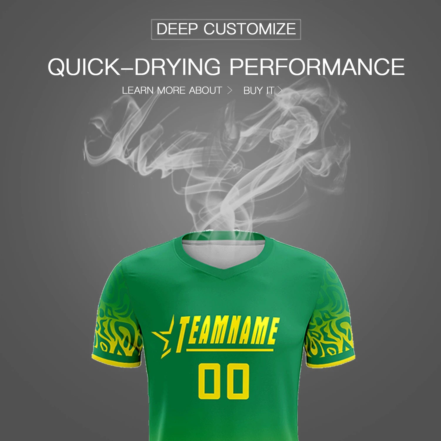 Custom Kelly Green Gold01 Casual Printing Sportswear Soccer Sets Jersey