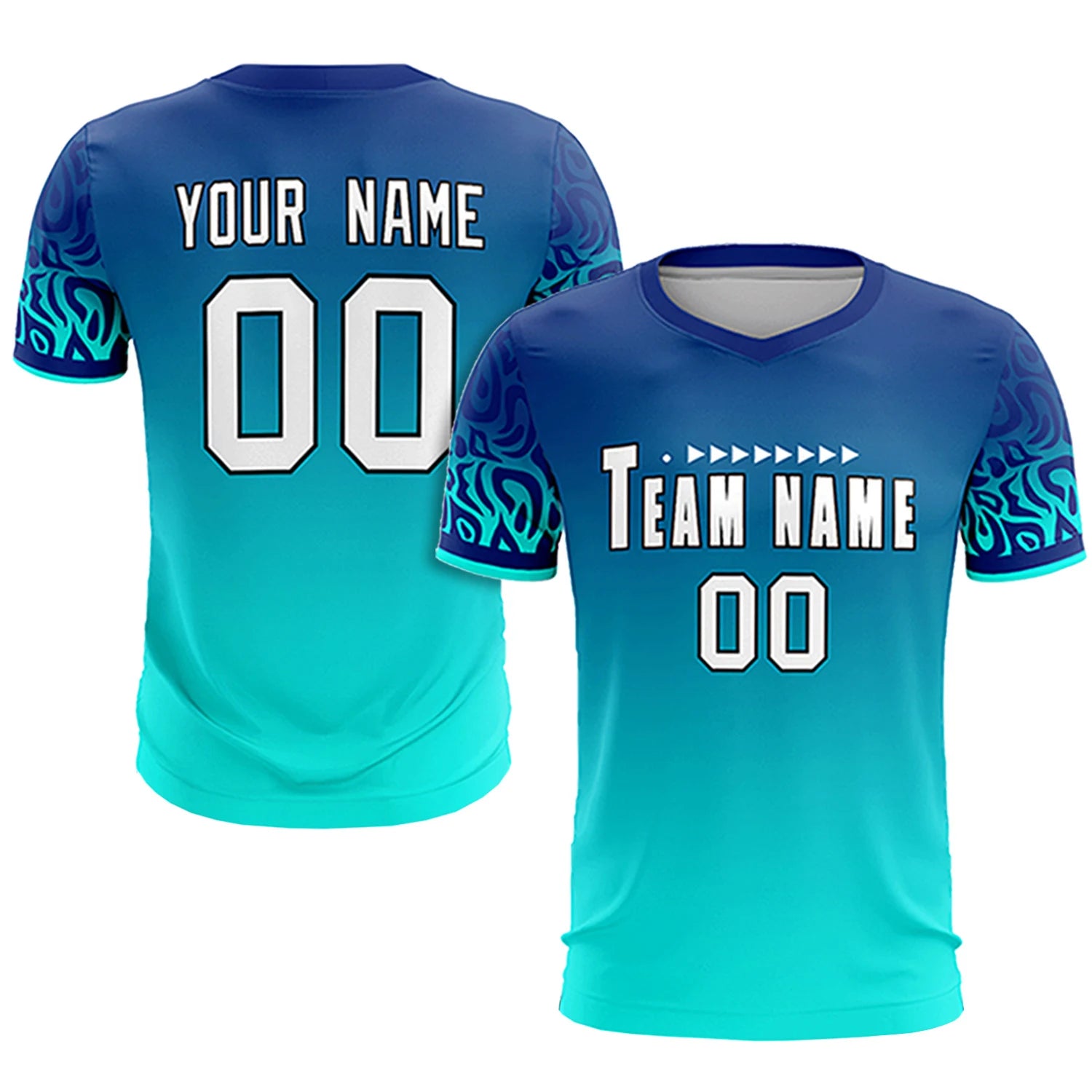 Custom Royal Blue Sky Blue Casual Printing Sportswear Soccer Sets Jersey