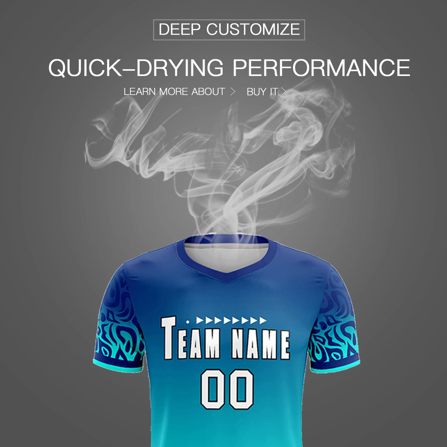 Custom Royal Blue Sky Blue Casual Printing Sportswear Soccer Sets Jersey