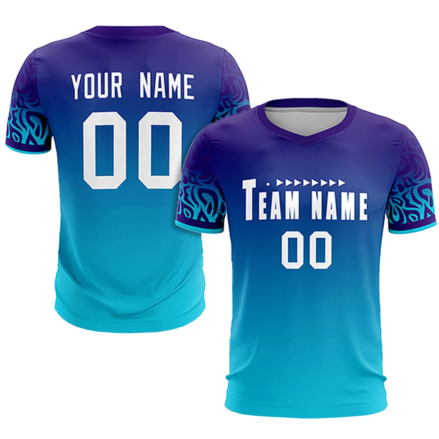 Custom Purple Powder Blue Casual Printing Sportswear Soccer Sets Jersey