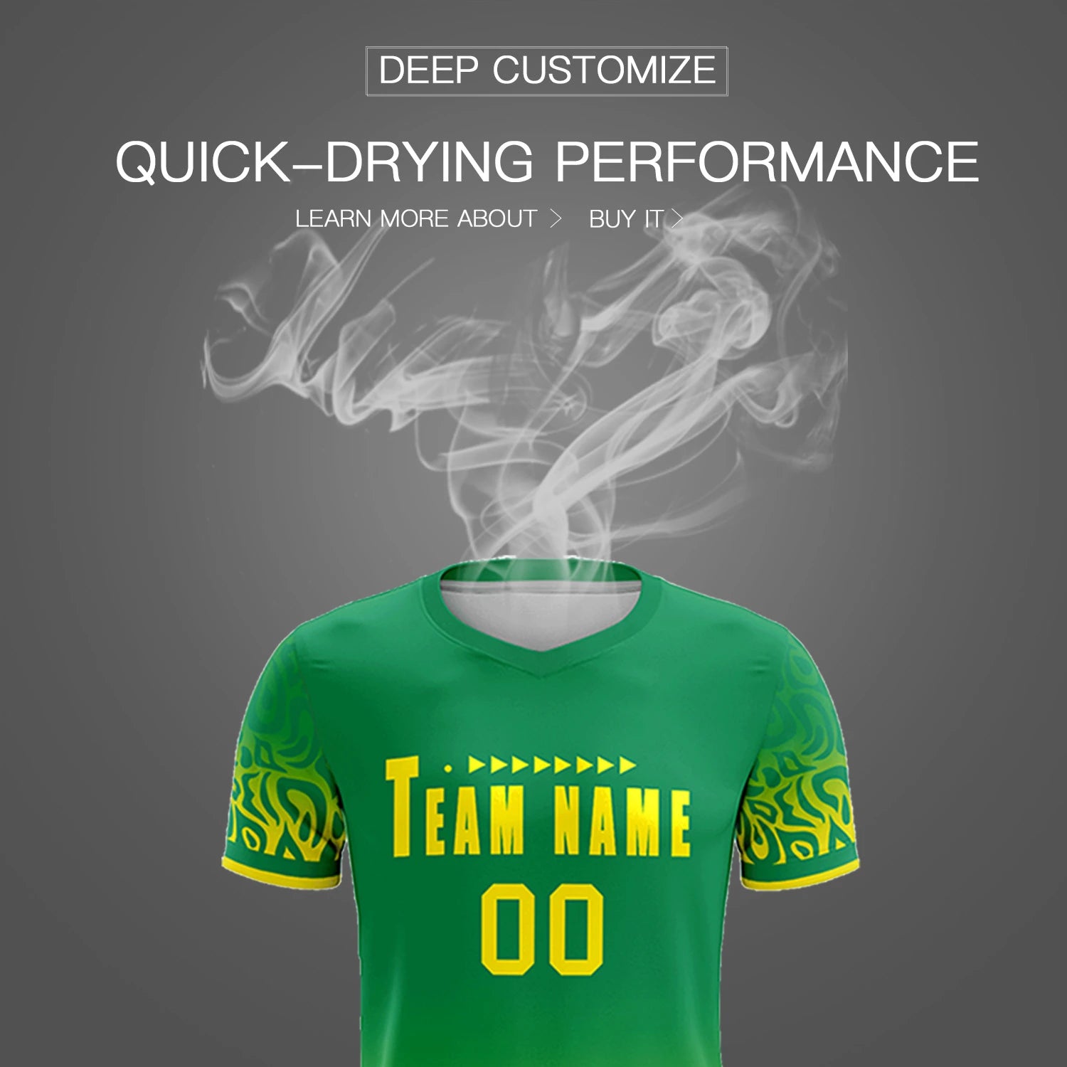 Custom Kelly Green Gold01 Casual Printing Sportswear Soccer Sets Jersey