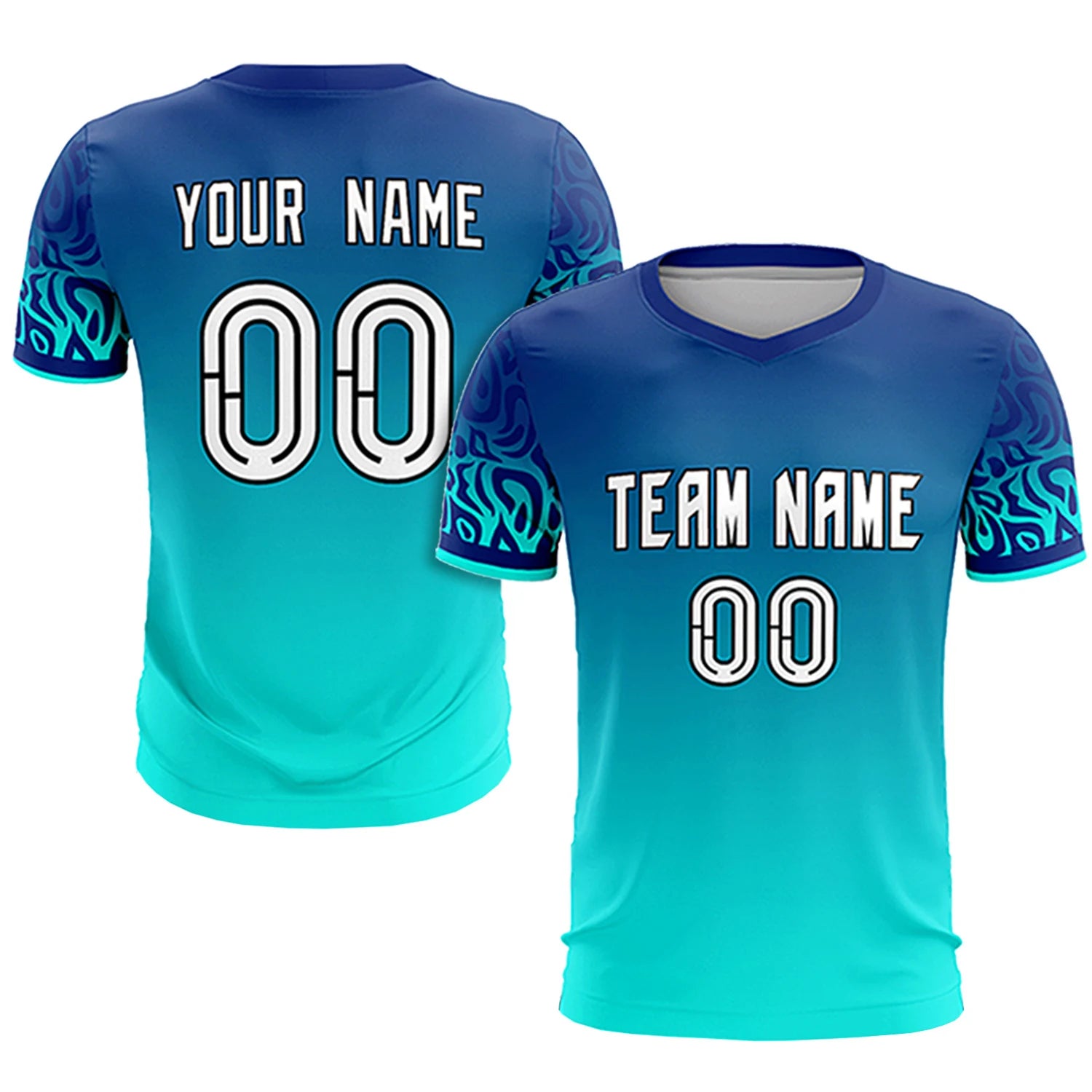 Custom Royal Blue Sky Blue Casual Printing Sportswear Soccer Sets Jersey