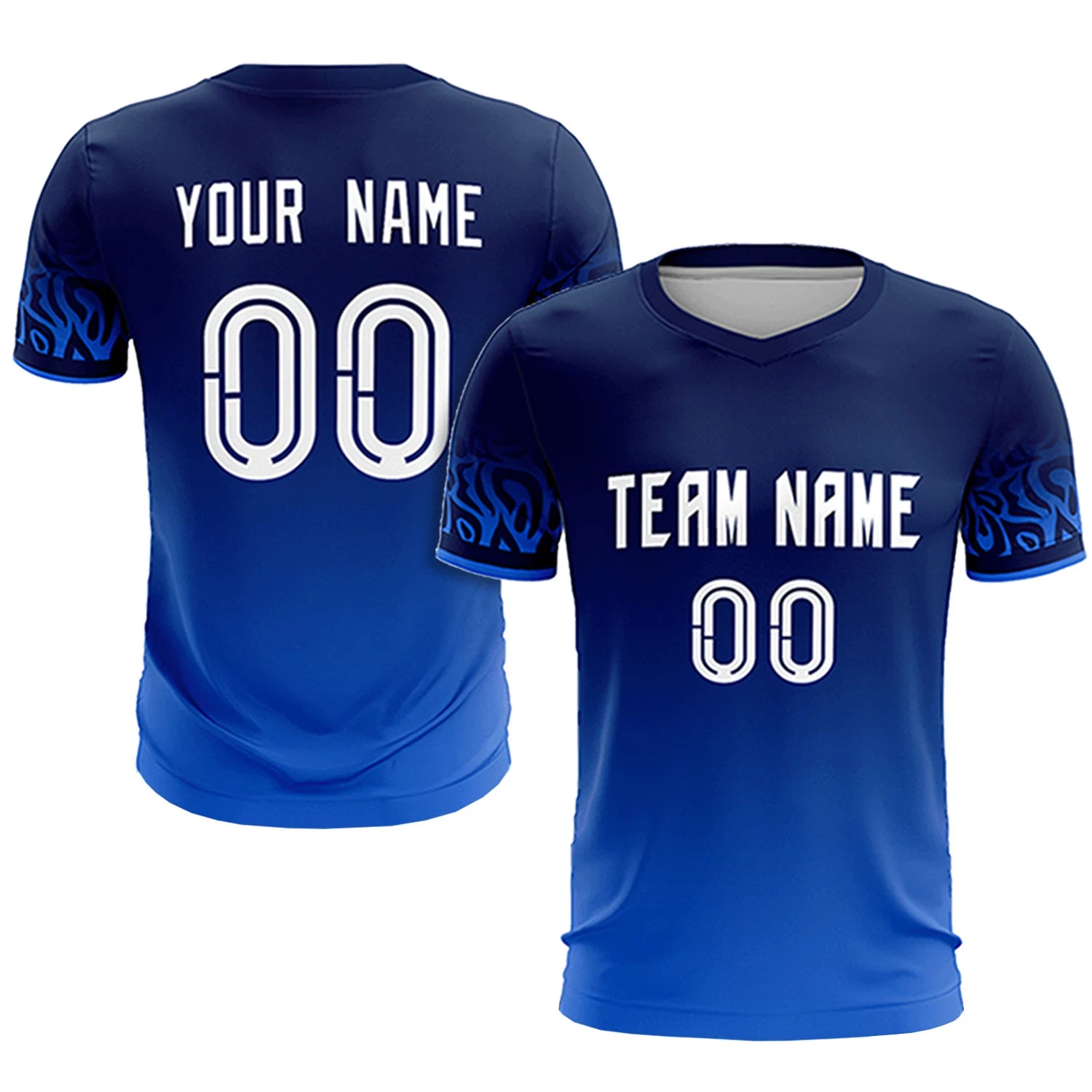 Custom Navy Royal Blue Casual Printing Sportswear Soccer Sets Jersey