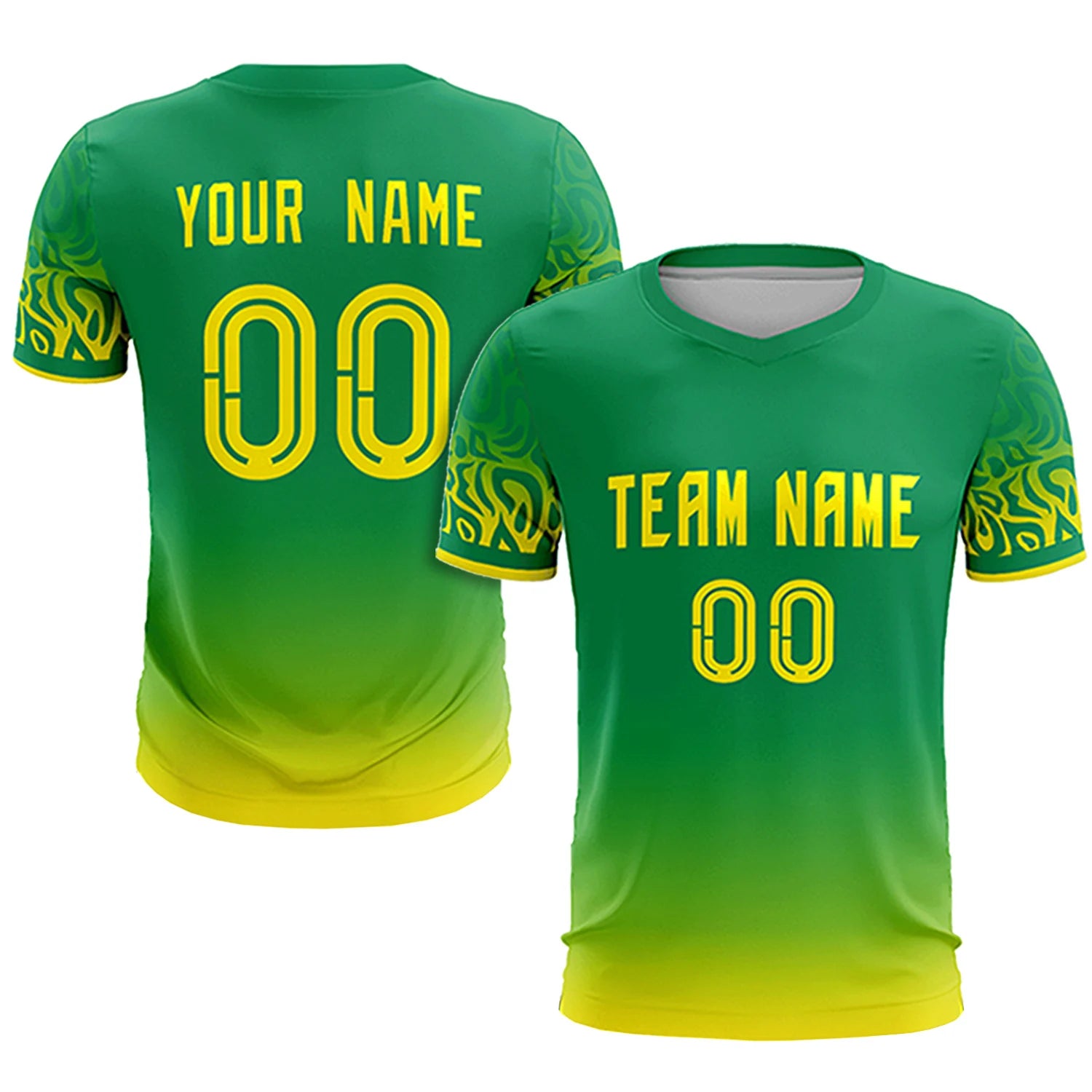 Custom Kelly Green Gold01 Casual Printing Sportswear Soccer Sets Jersey