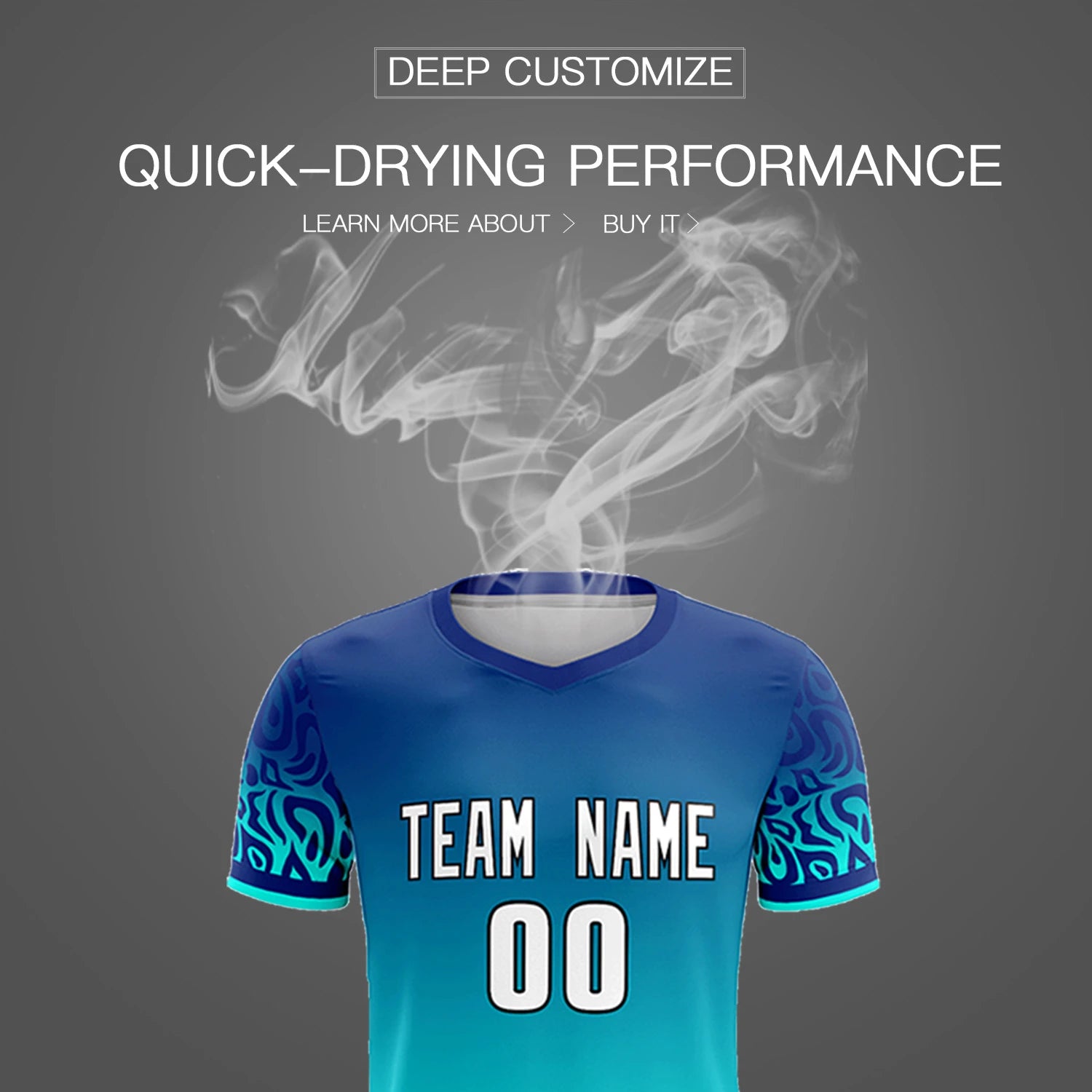 Custom Royal Blue Sky Blue Casual Printing Sportswear Soccer Sets Jersey