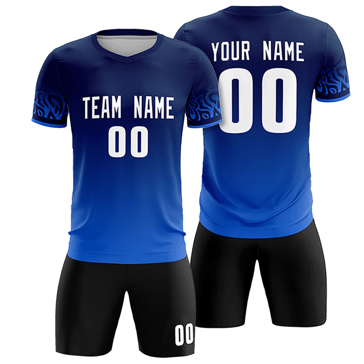 Custom Navy Royal Blue Casual Printing Sportswear Soccer Sets Jersey