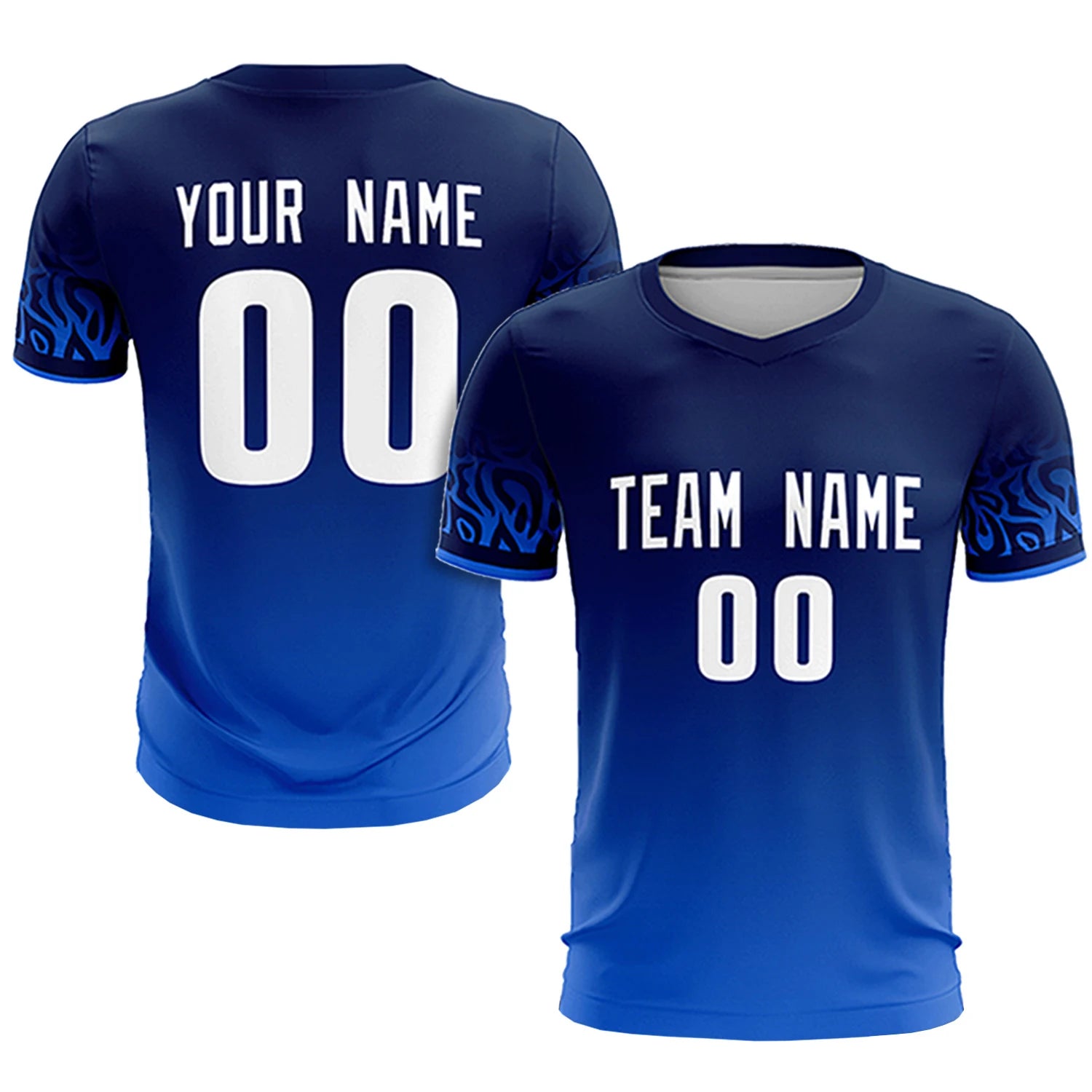 Custom Navy Royal Blue Casual Printing Sportswear Soccer Sets Jersey