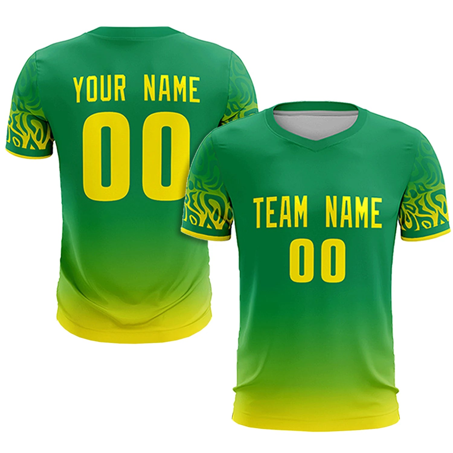 Custom Kelly Green Gold01 Casual Printing Sportswear Soccer Sets Jersey