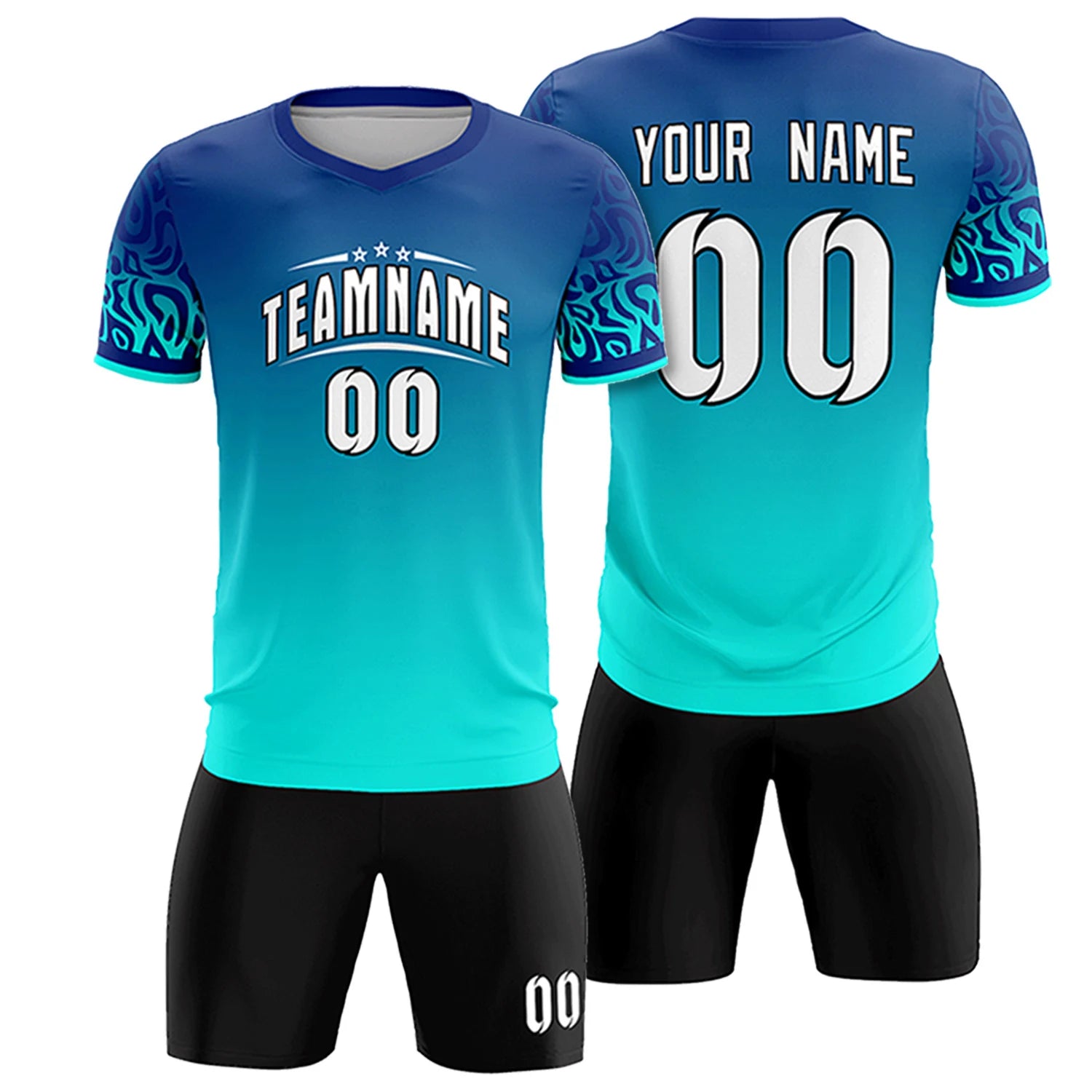 Custom Royal Blue Sky Blue Casual Printing Sportswear Soccer Sets Jersey