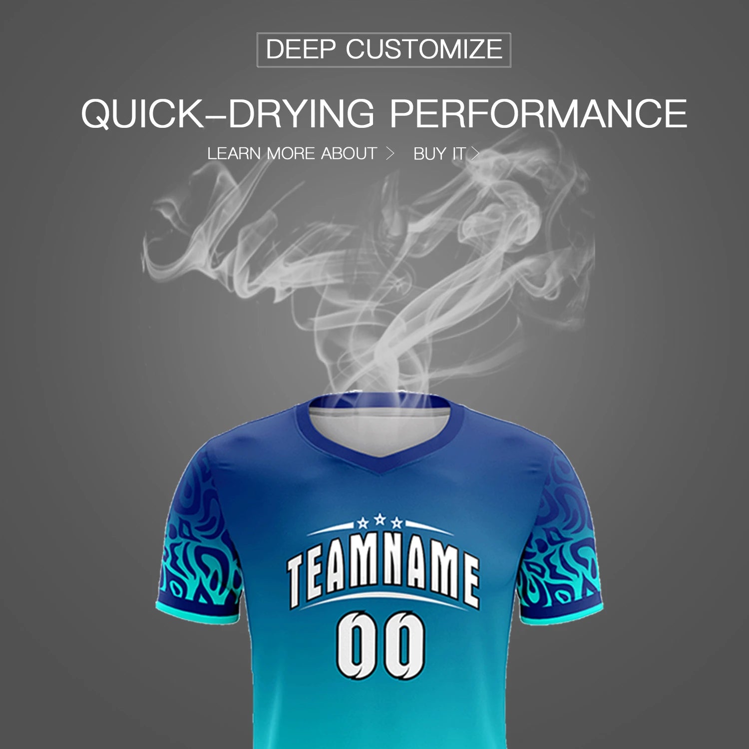 Custom Royal Blue Sky Blue Casual Printing Sportswear Soccer Sets Jersey