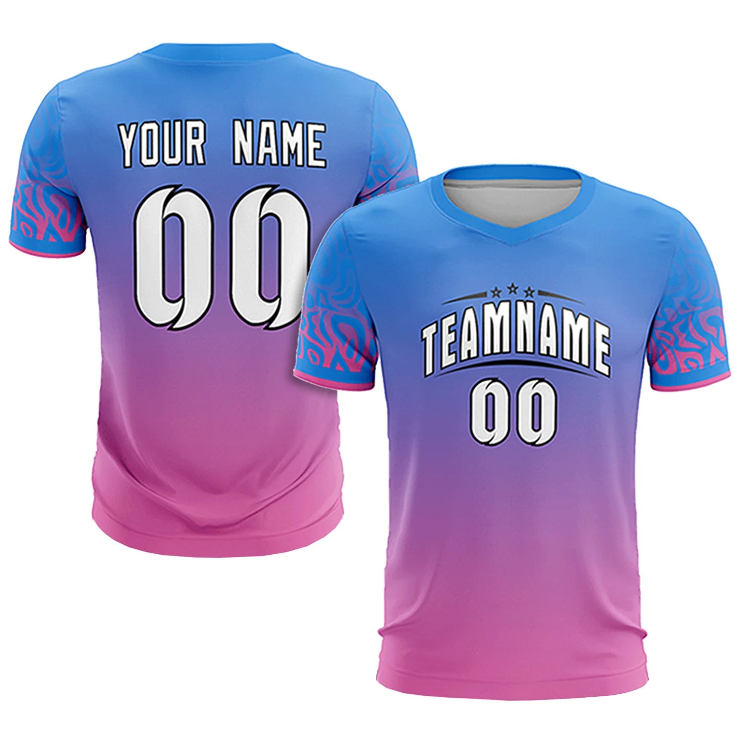 Custom Powder Blue Pink Casual Printing Sportswear Soccer Sets Jersey