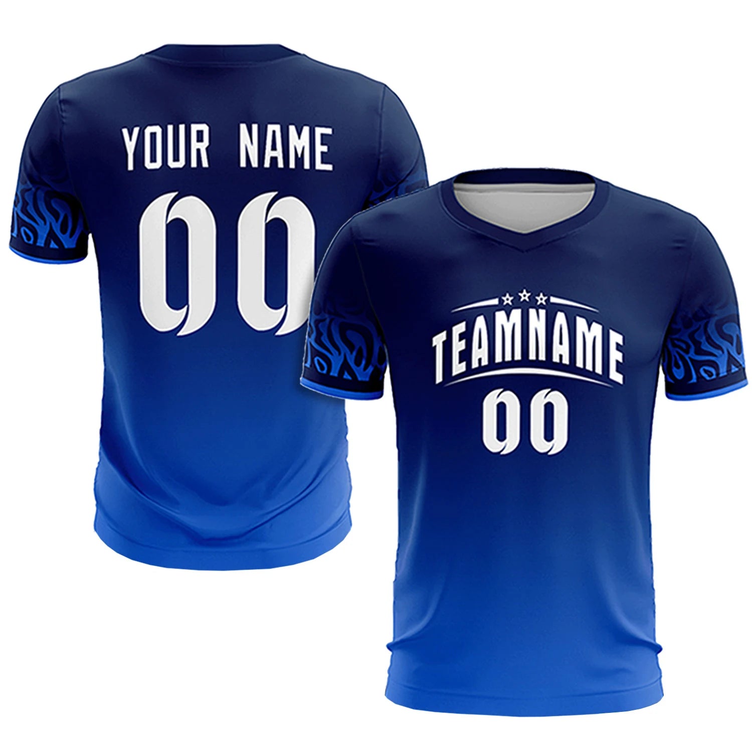 Custom Navy Royal Blue Casual Printing Sportswear Soccer Sets Jersey