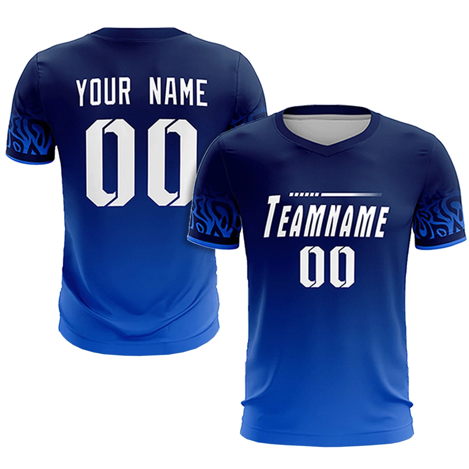 Custom Navy Royal Blue Casual Printing Sportswear Soccer Sets Jersey