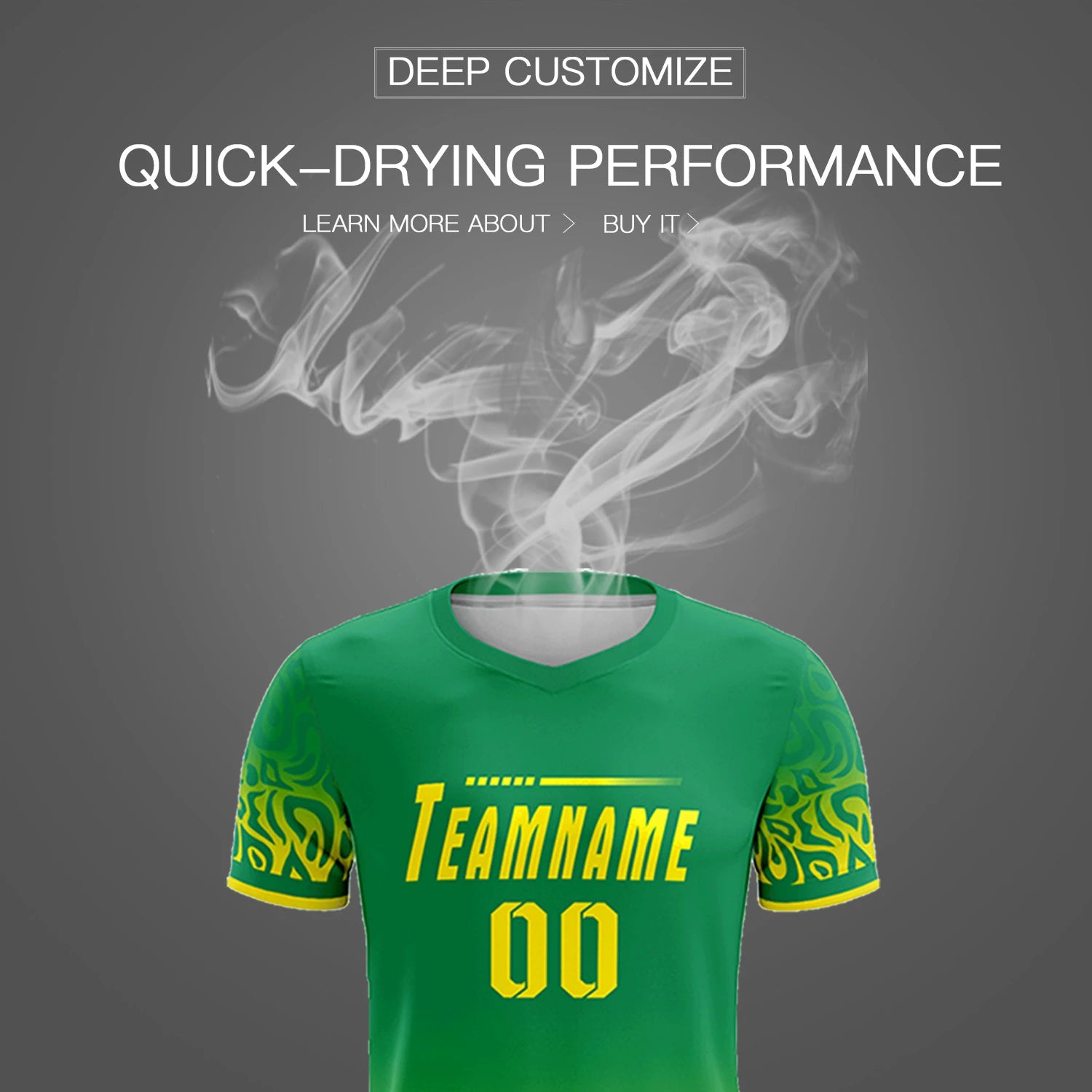 Custom Kelly Green Gold01 Casual Printing Sportswear Soccer Sets Jersey
