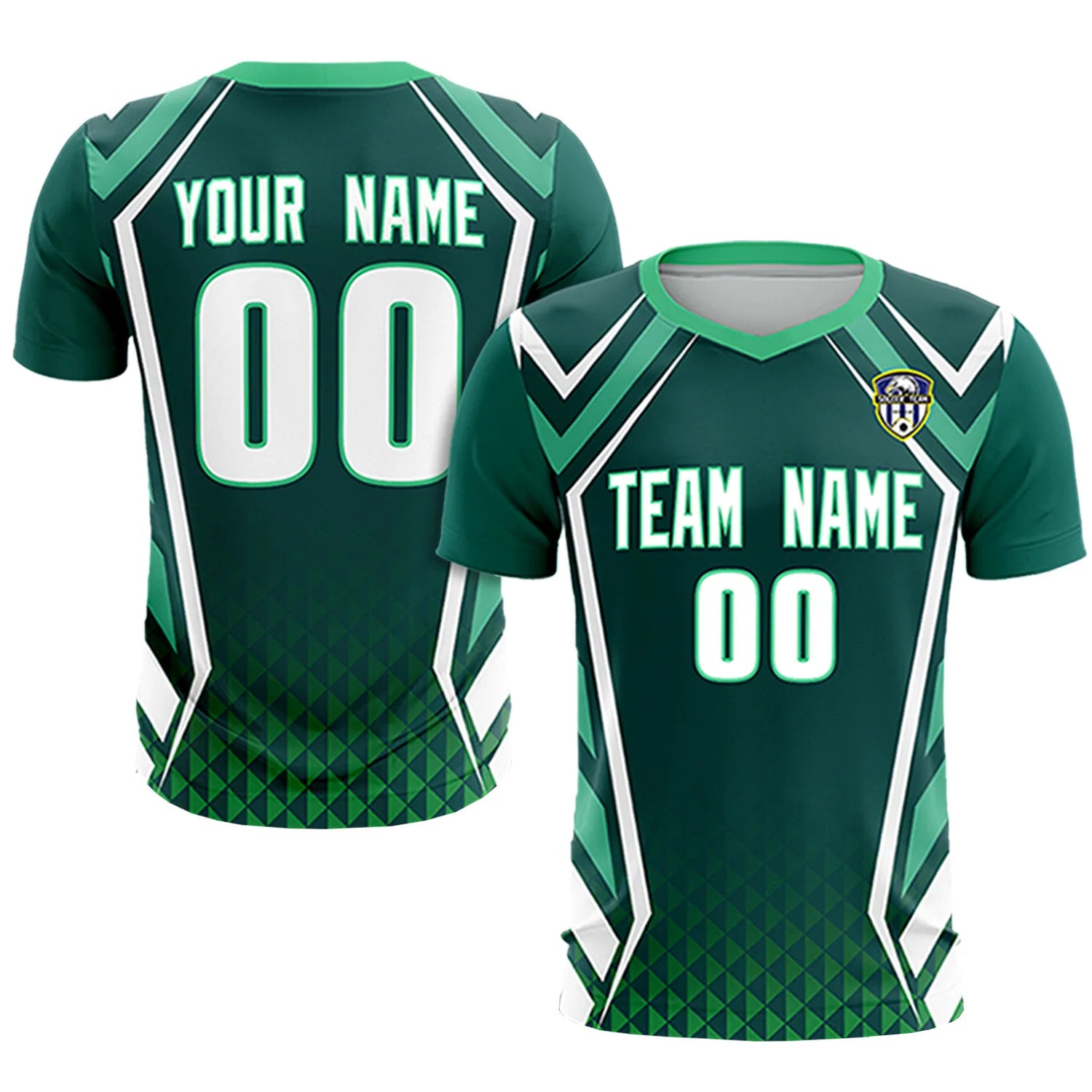 Custom Midnight Green White Geometric Training Uniform Soccer Sets Jersey