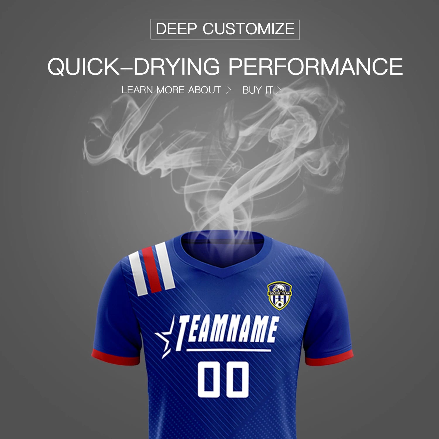 Custom Royal Blue White Shoulder Stripes Sport Soccer Sets Jersey