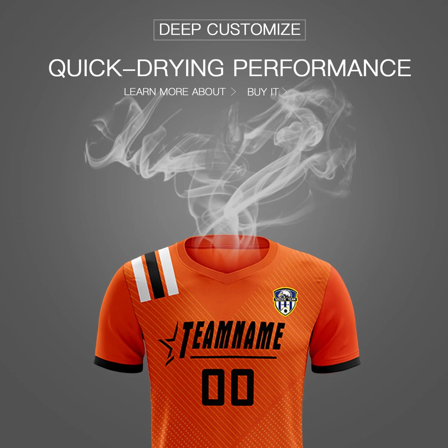 Custom Orange Black Shoulder Stripes Sport Soccer Sets Jersey
