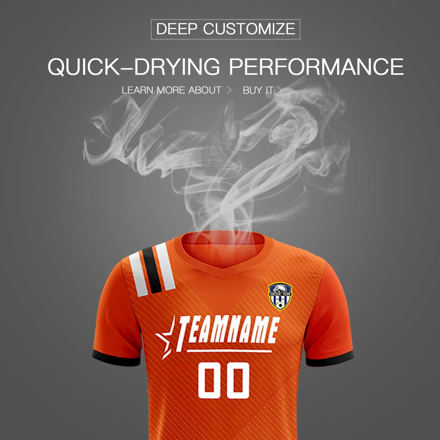 Custom Orange Black Shoulder Stripes Sport Soccer Sets Jersey