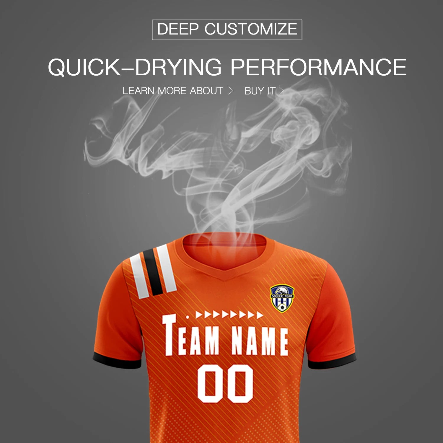 Custom Orange Black Shoulder Stripes Sport Soccer Sets Jersey