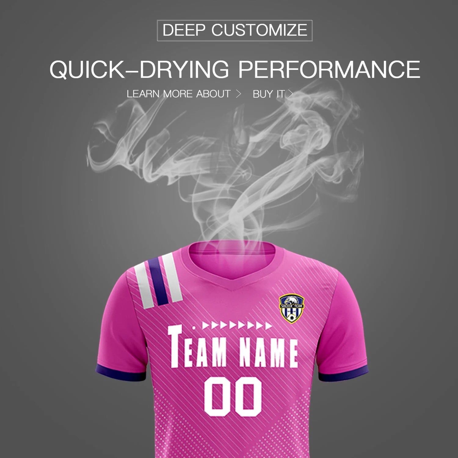 Custom Pink Purple Shoulder Stripes Sport Soccer Sets Jersey